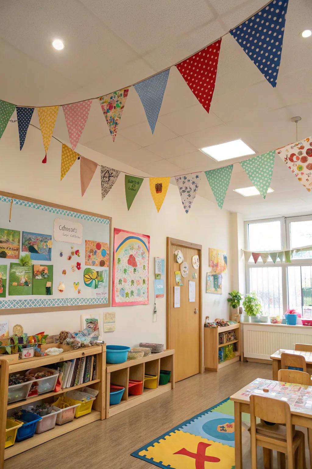 Playful accessories such as streamers add a sense of joy to the classroom.