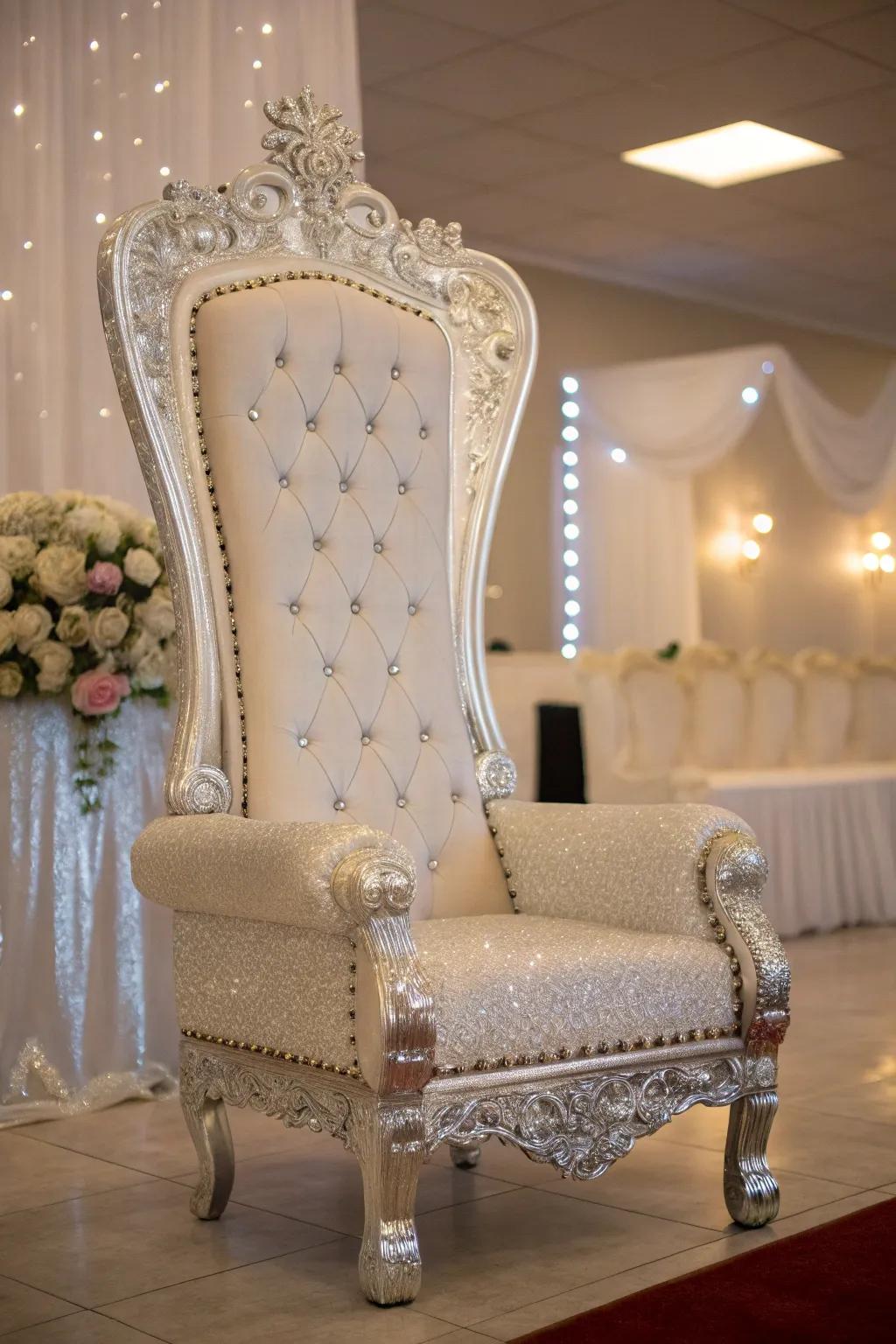 Luxurious seating makes the celebrant feel like royalty.