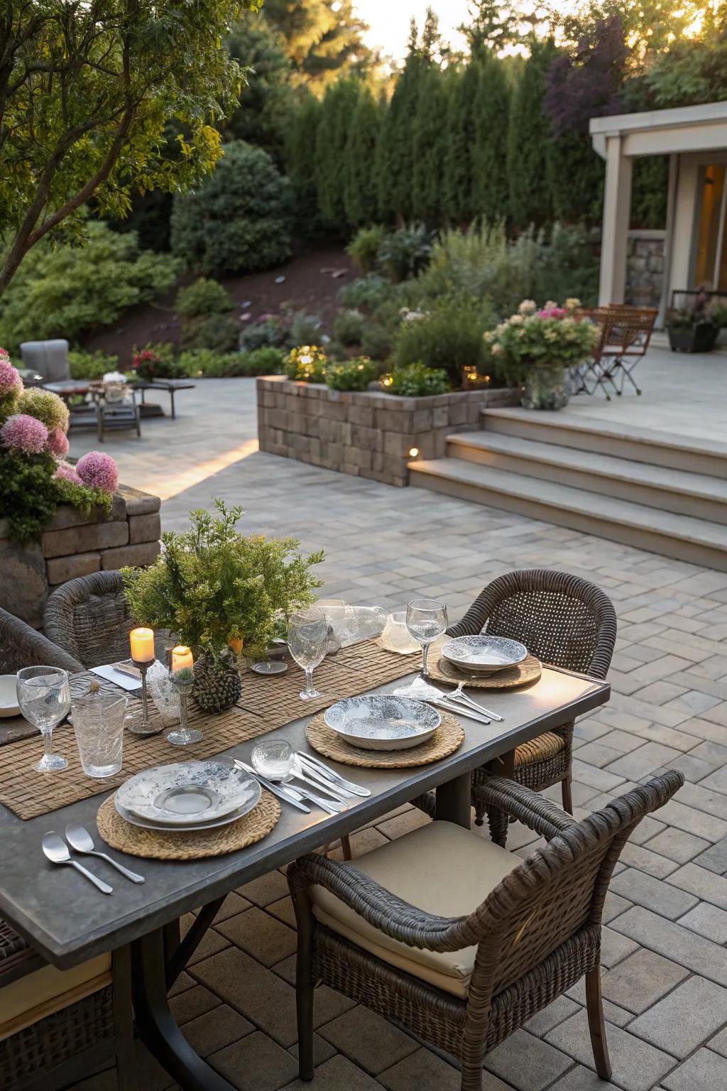 Dining outdoors makes meals feel special and relaxing.