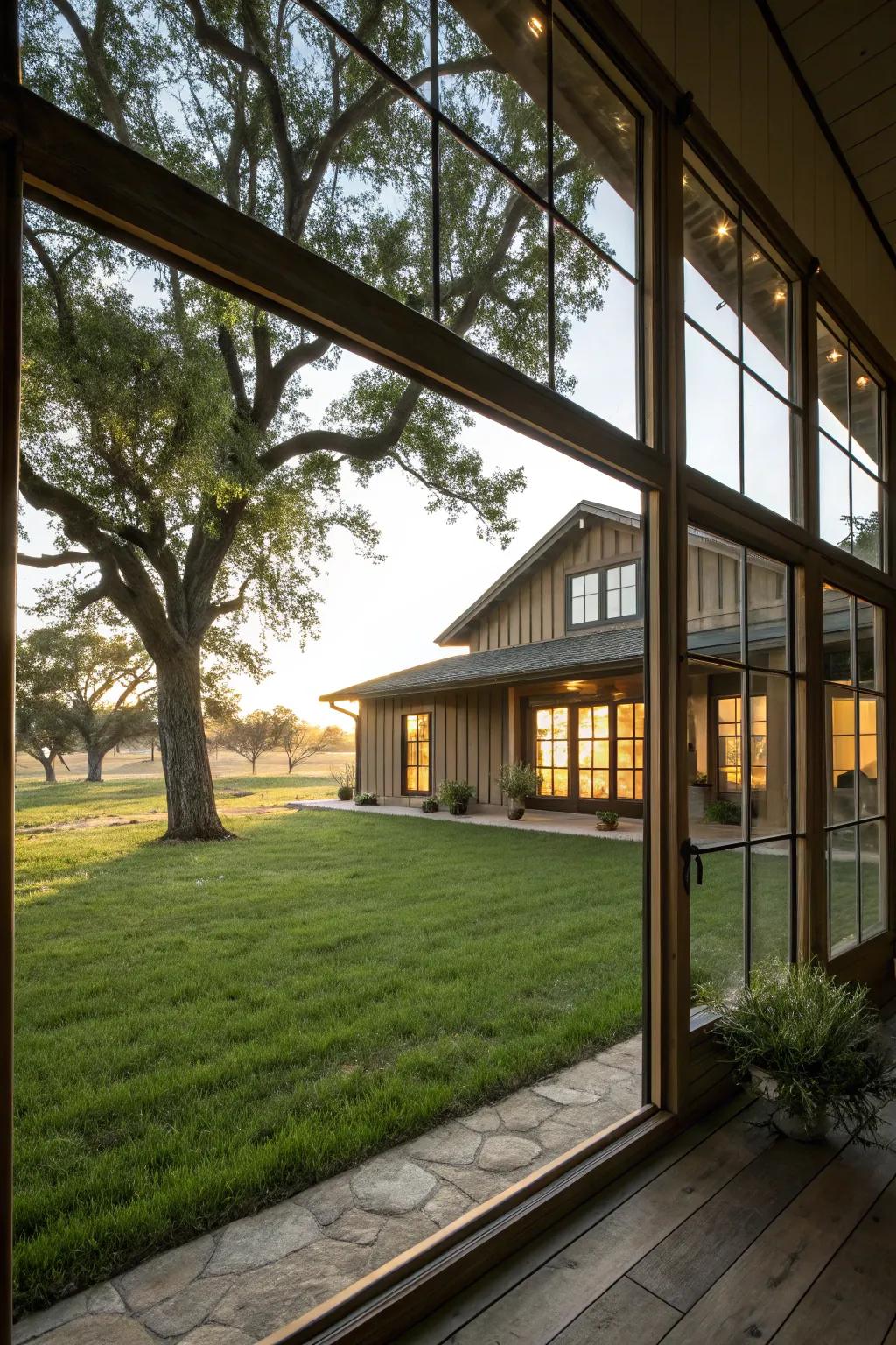 Expansive glazing illuminates the interiors of this beautifully remodeled ranch house.