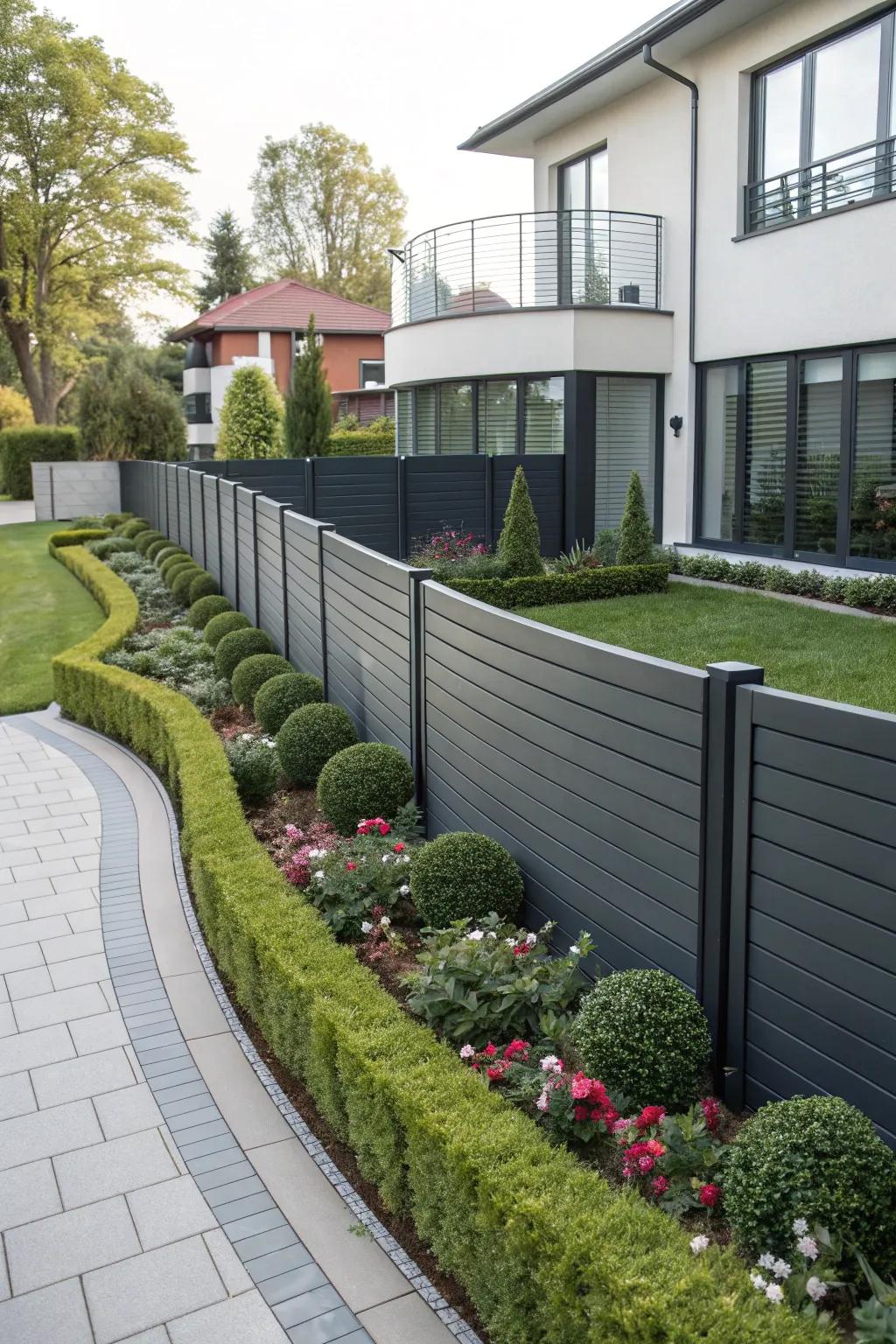 Curved panels introduce a dynamic flow to your fence design.