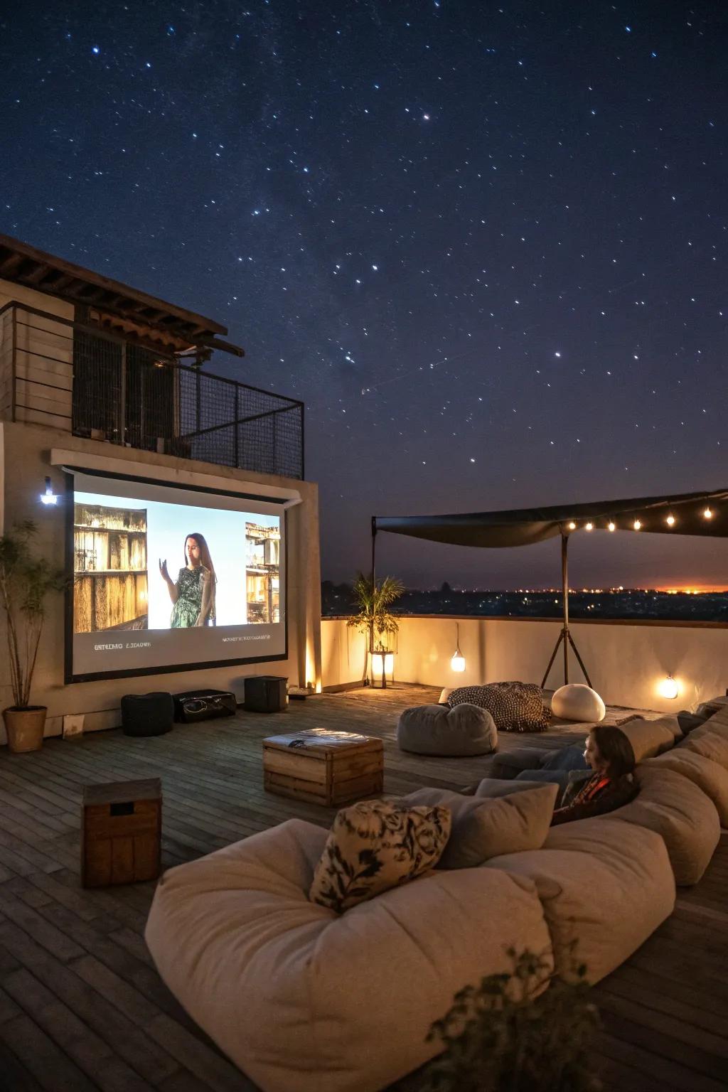 Experience movie magic beneath the stars with a rooftop cinema.