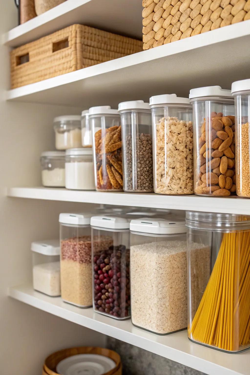 Clear containers make organization and accessibility easy.