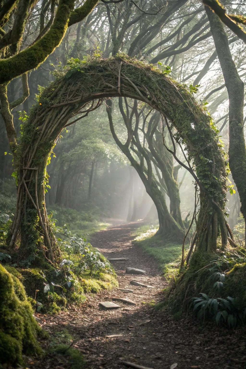 An enchanted forest-themed arch, ideal for nature enthusiasts.
