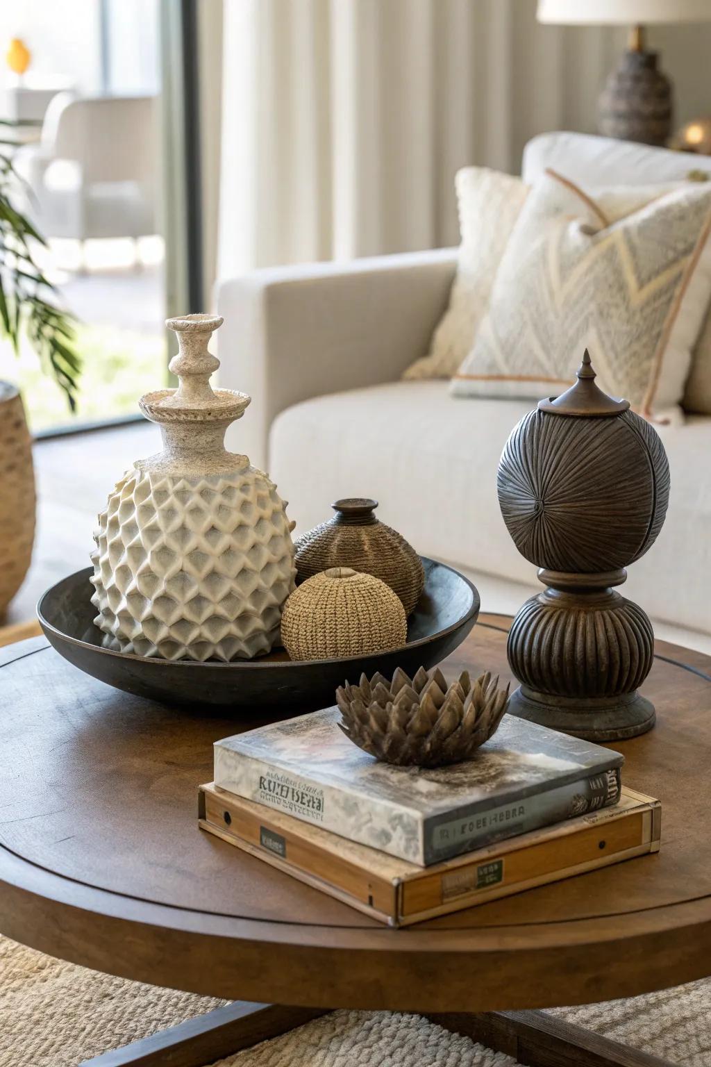 Sculptural objects inject artistic flair into your aesthetic.