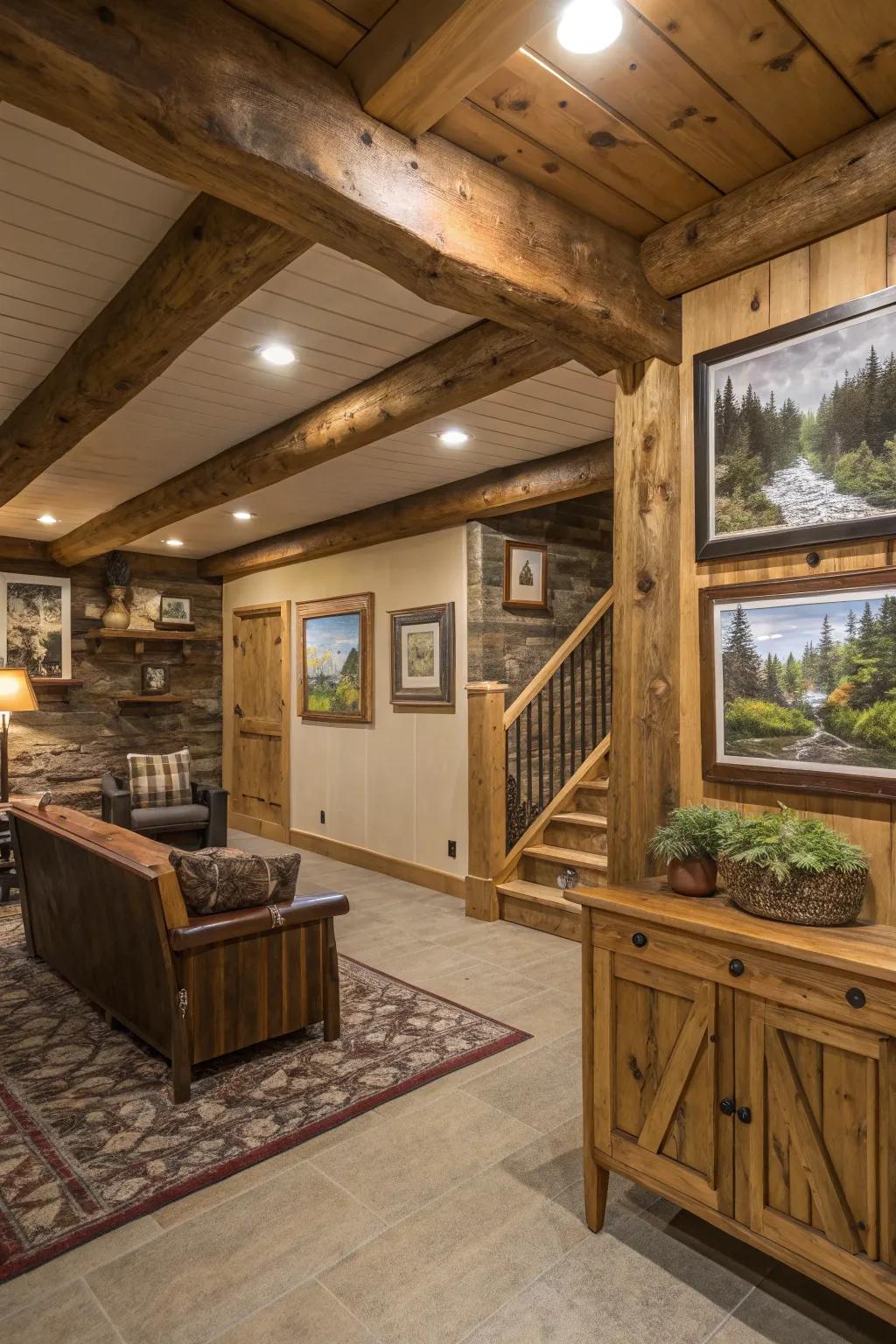 Wall accents enhance the character of your rustic hideaway.