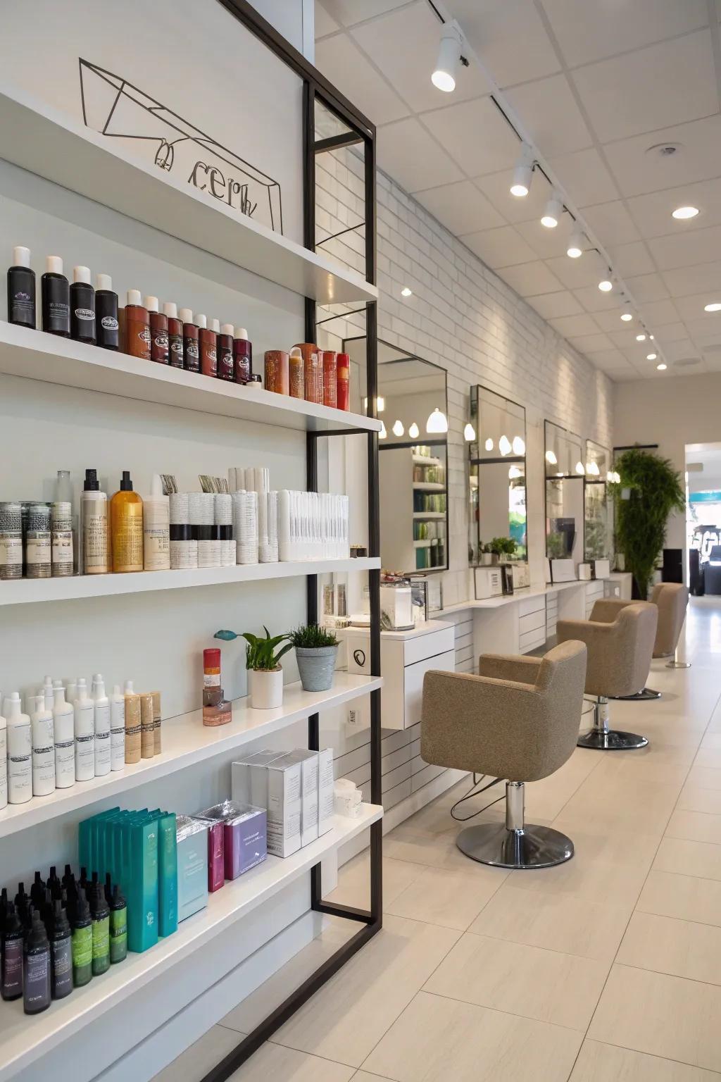 Attain a streamlined aesthetic via suspended racks.