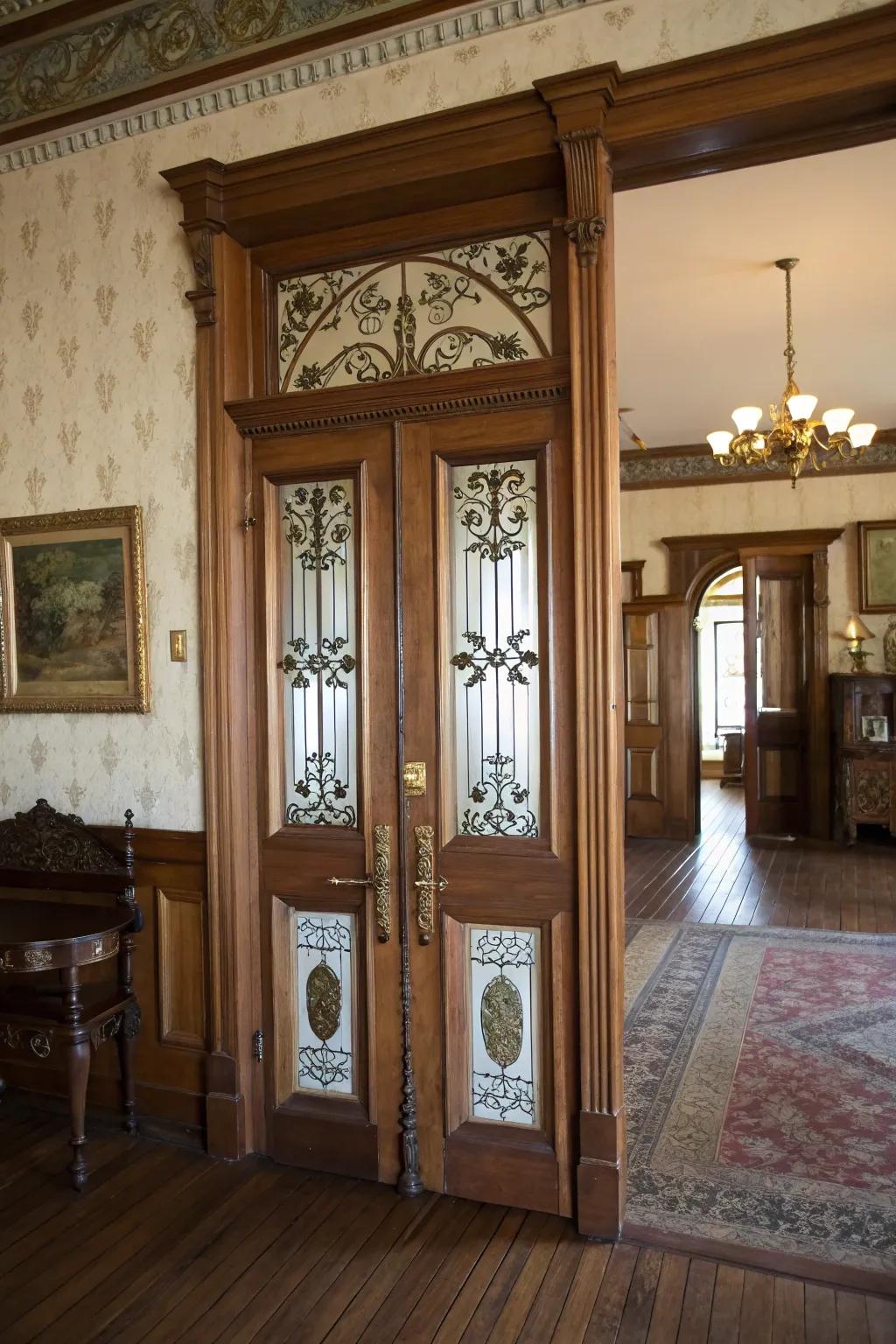 Nostalgic beauty with old-fashioned swinging doors.