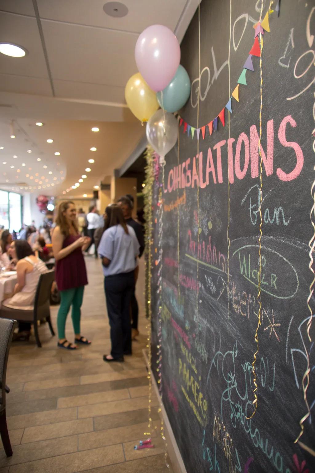 Prompt attendees to inscribe greetings on an imaginative message board.