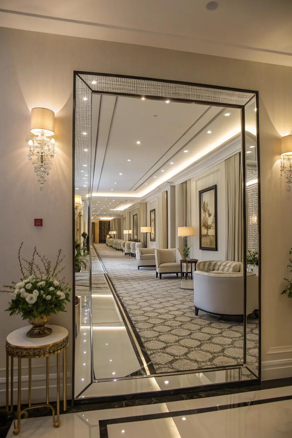 Step into a realm of endless reflections using an infinity looking-glass setting.