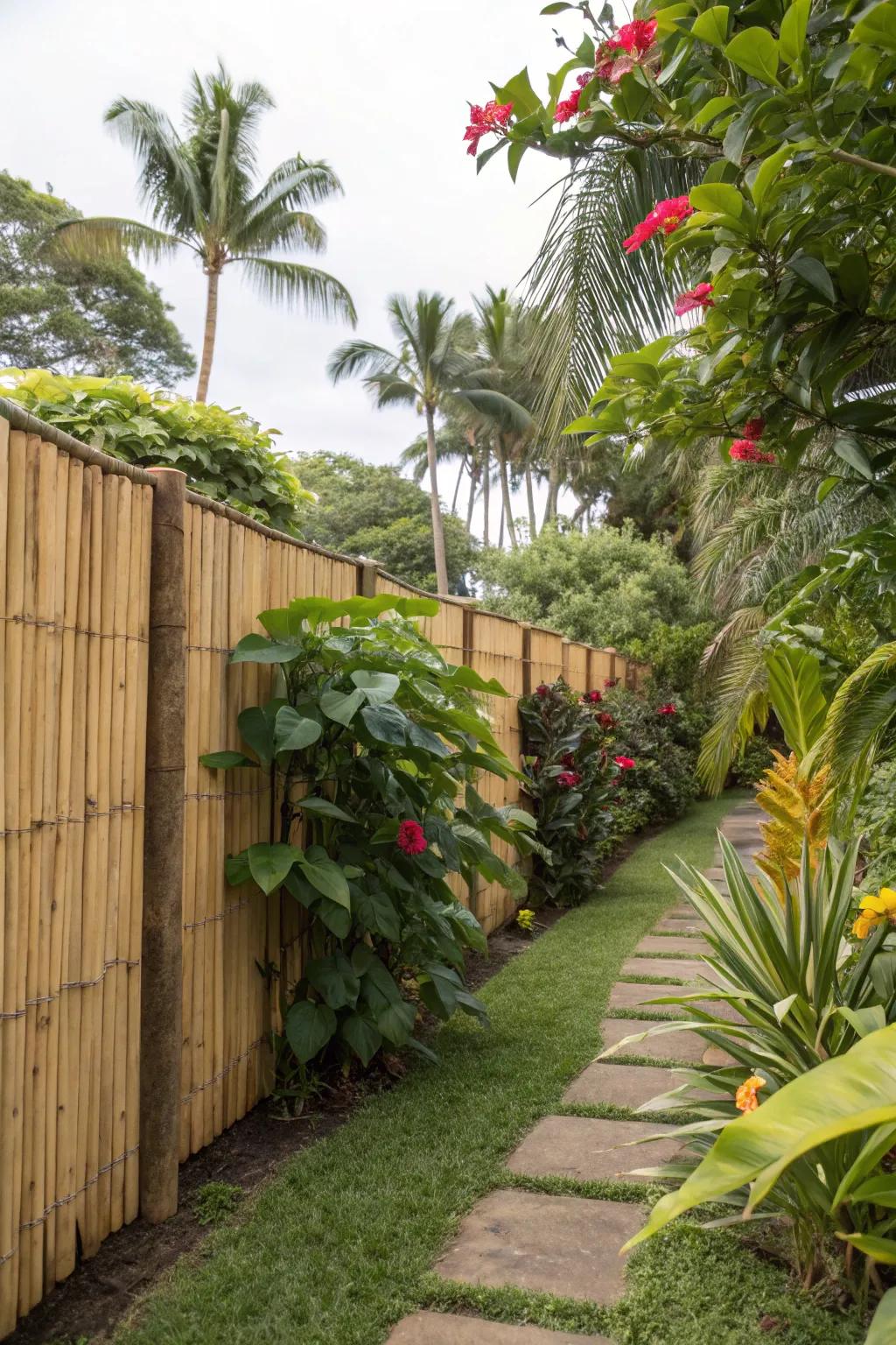 Bamboo boards deliver an exotic element, ideal for crafting a tropical garden getaway.