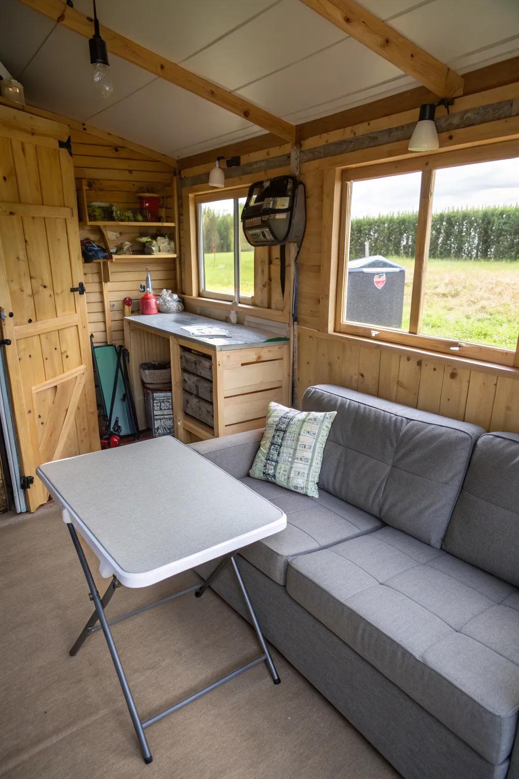 Multi-functional furniture saves space and offers versatility.