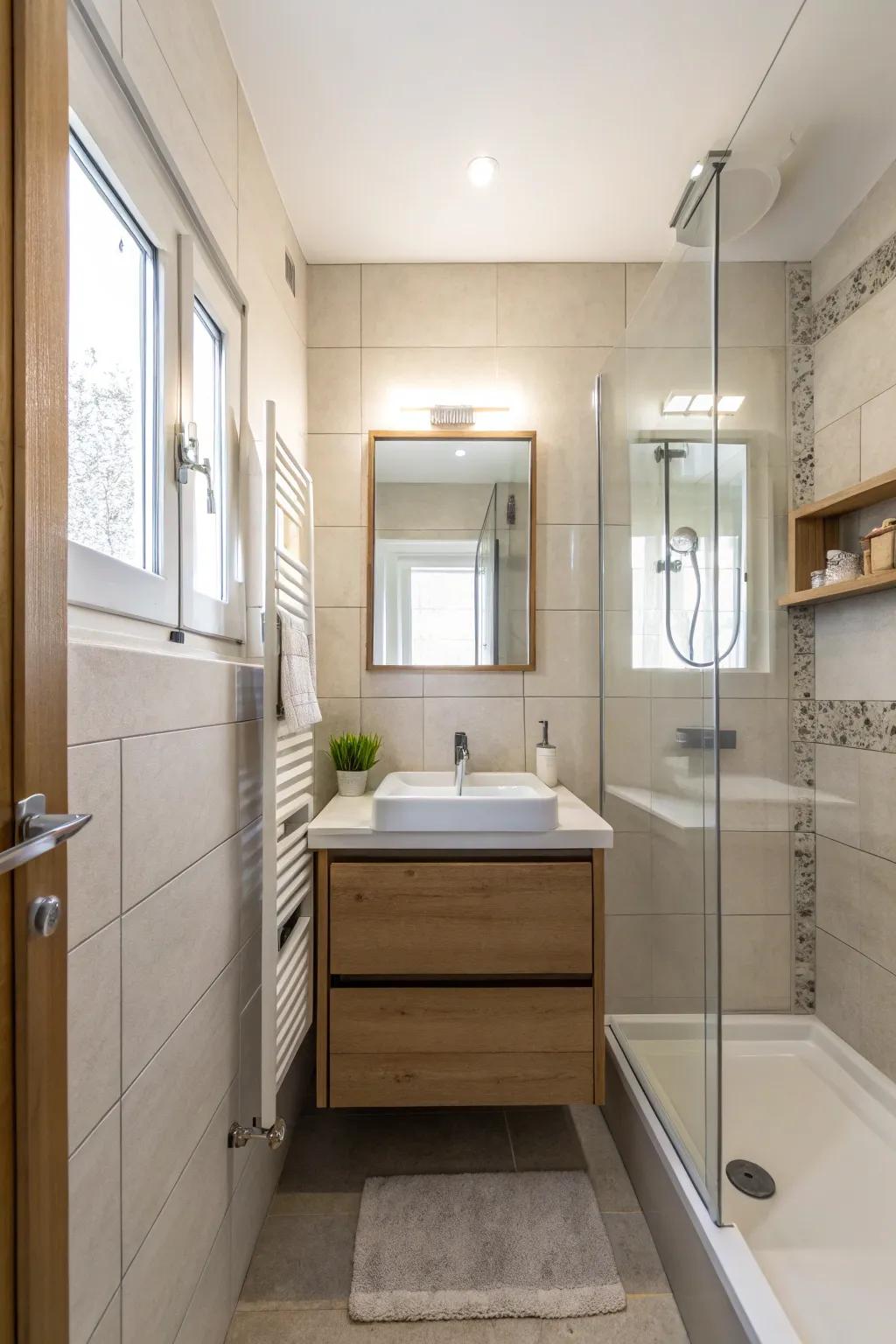 Useful layout using thoughtfully arranged fixtures.