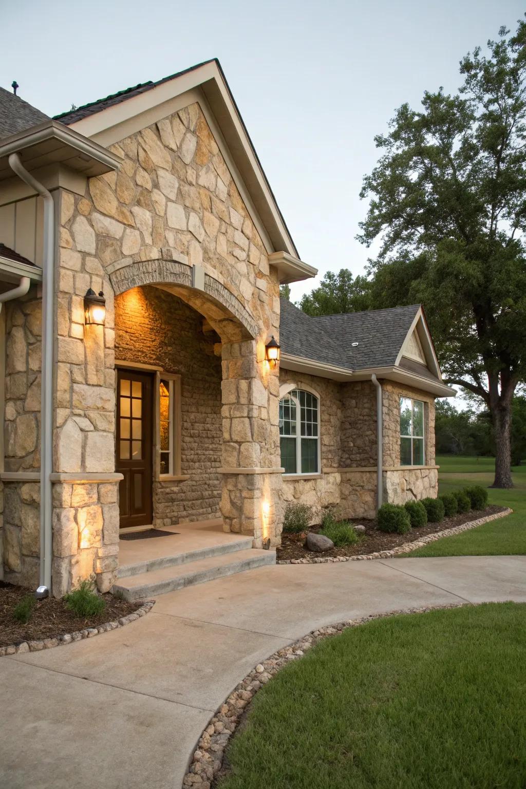 Authentic rock details bring elegance to exteriors.
