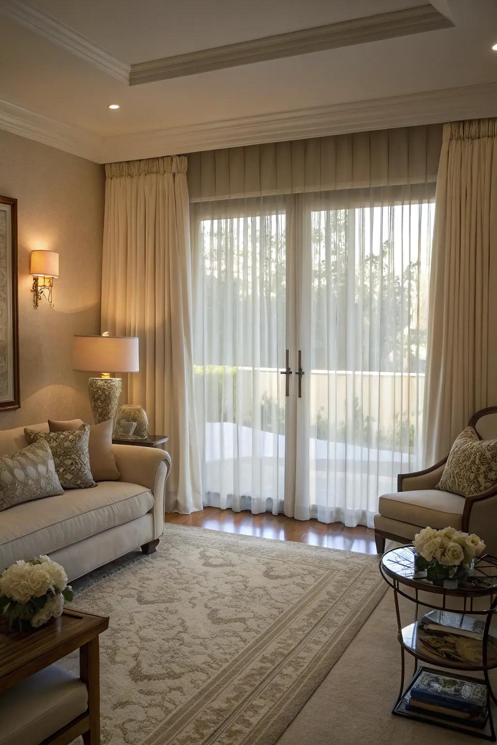 Seclusion panels offer elegance with light control.