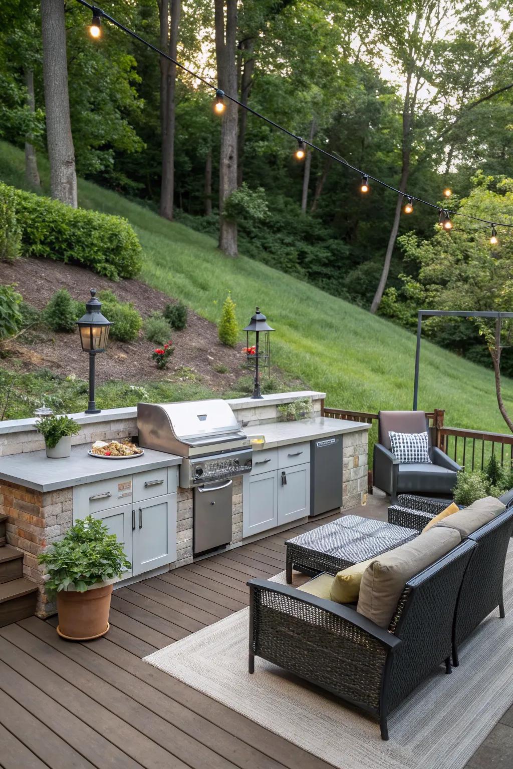 An open-air kitchen transforms cooking into an alfresco delight.