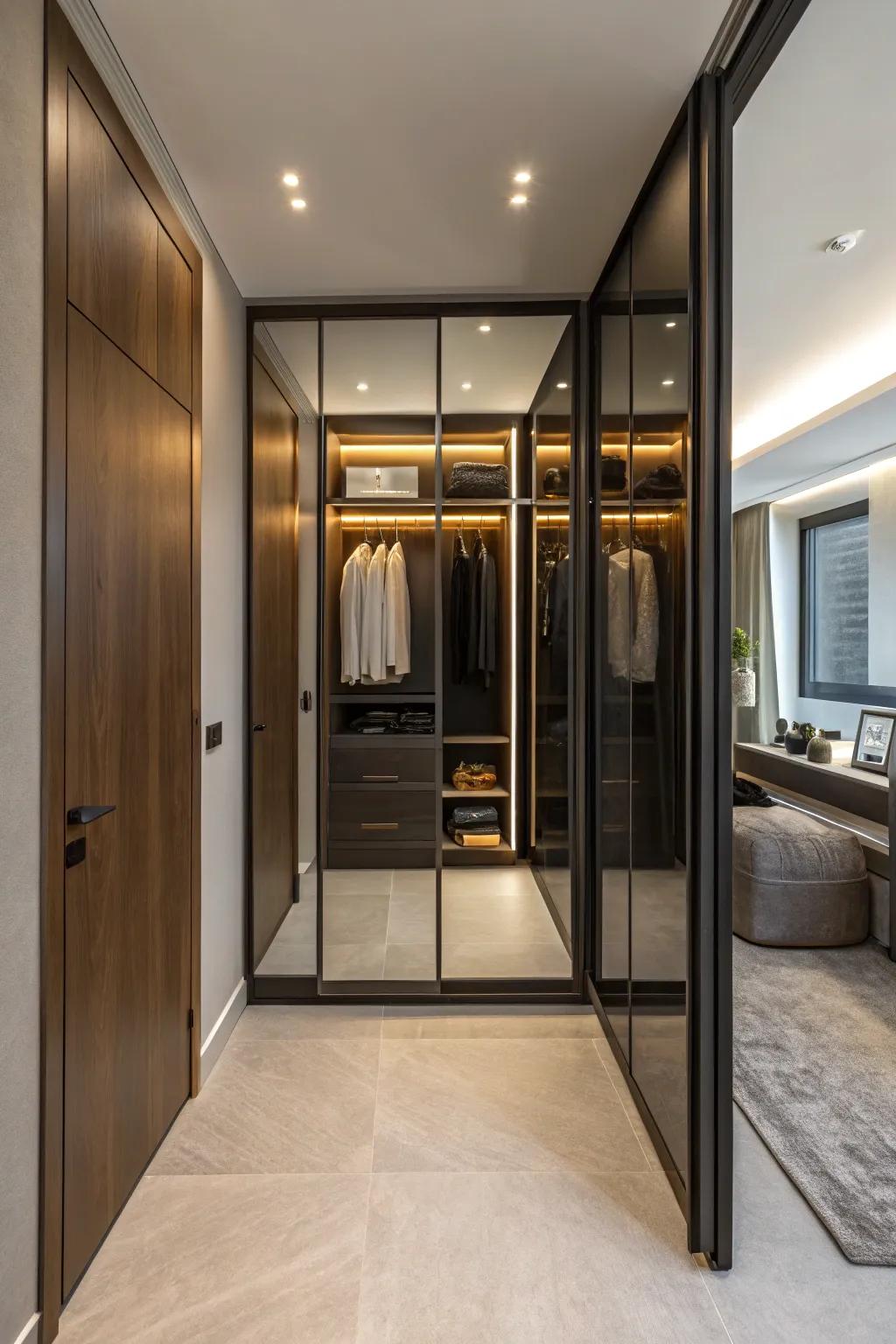 Reflective surfaces create the impression of more space.