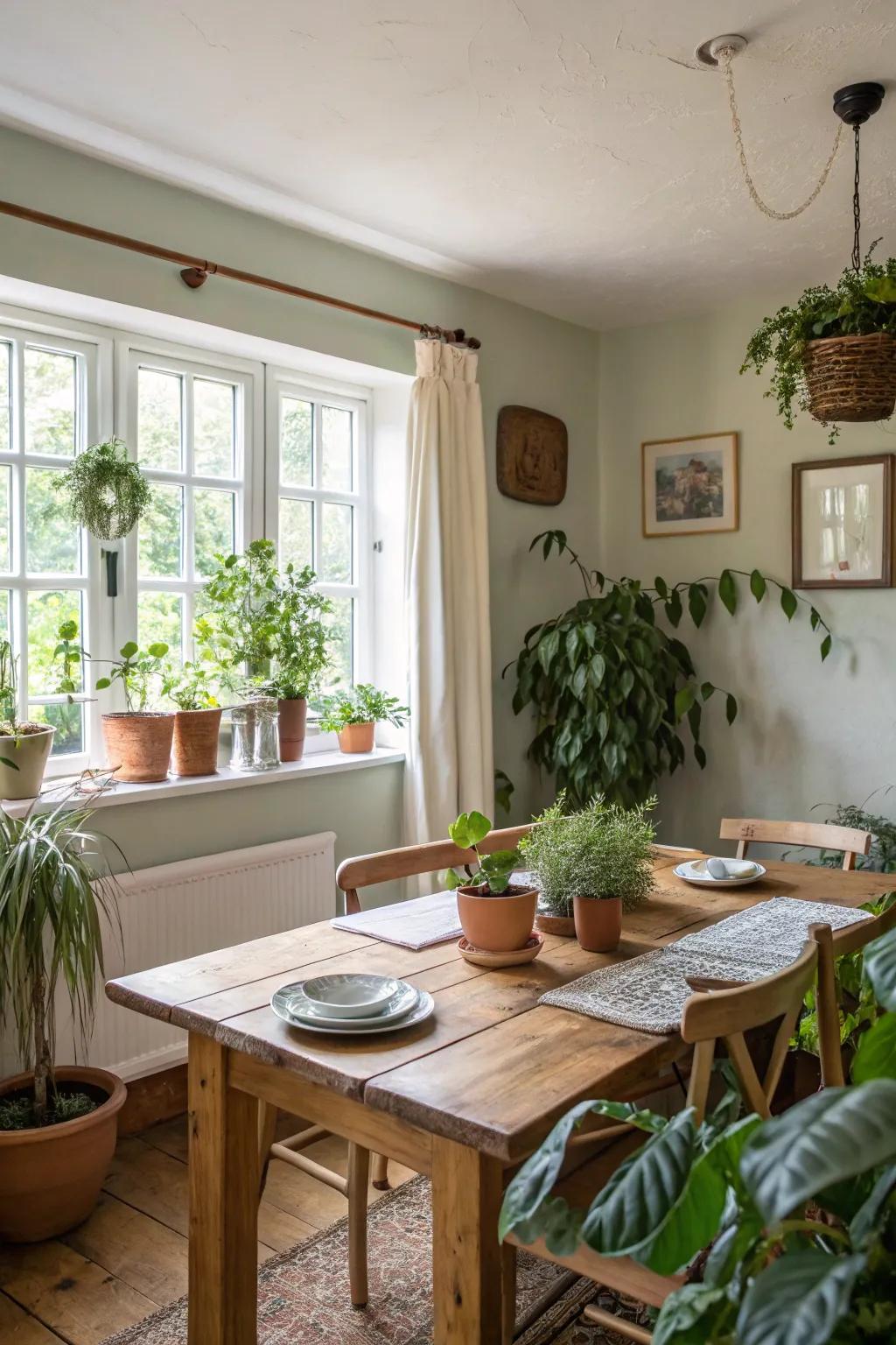 Plants give a dining space life.