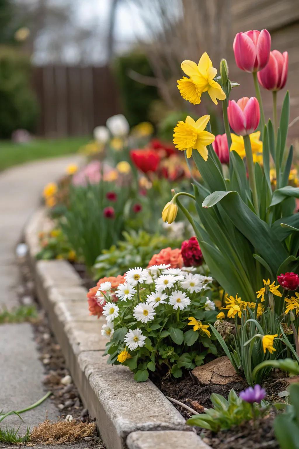 A compact flower bed created to offer appeal across different seasons.