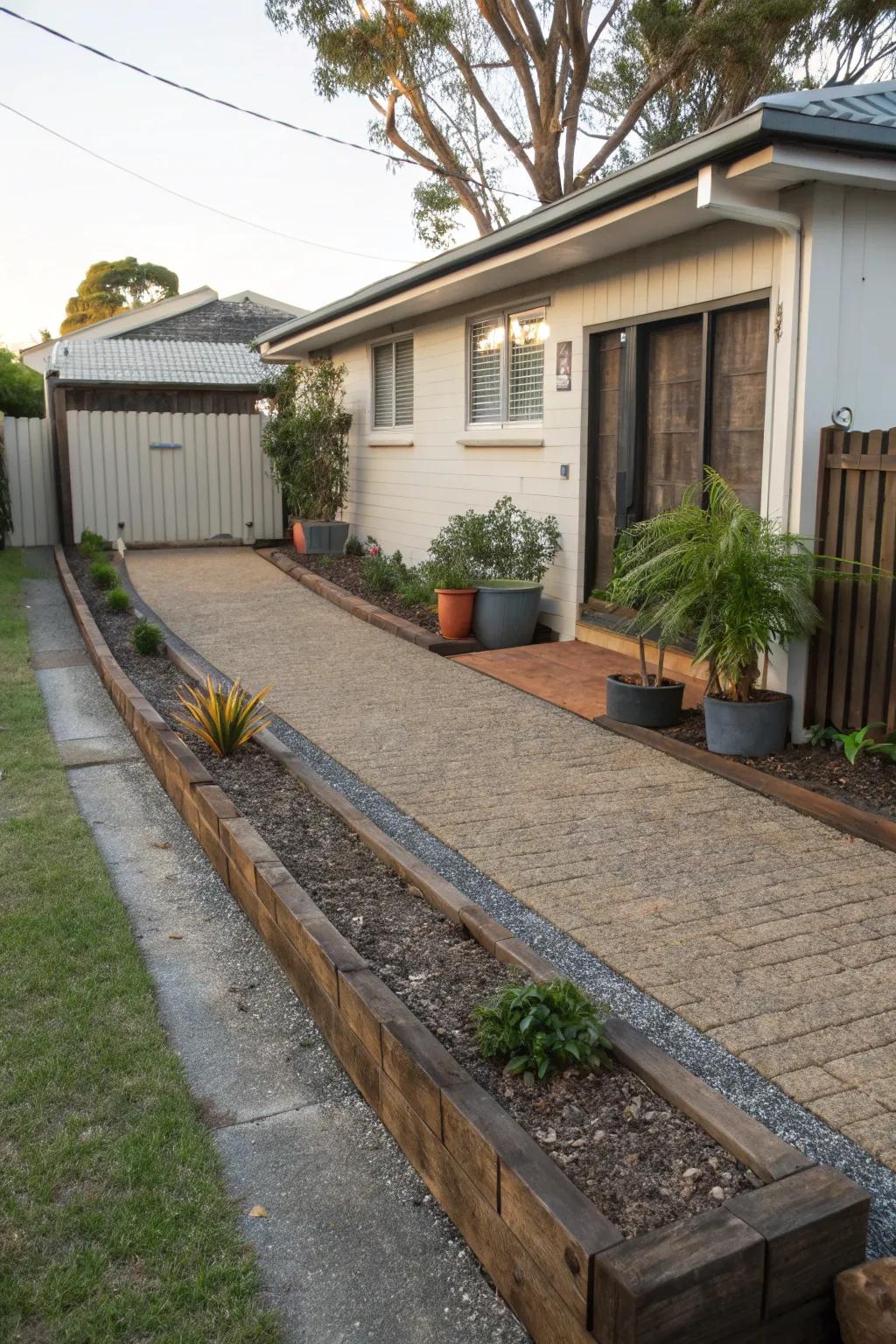 Reused materials add character and sustainability to your parking space.