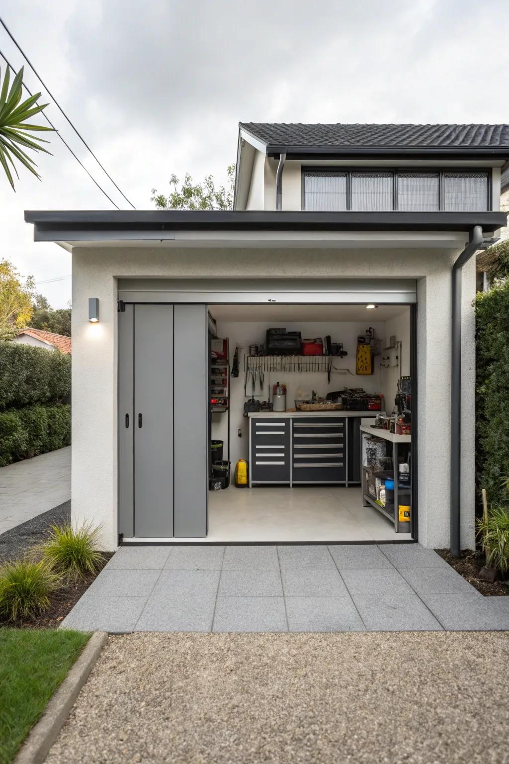 Area-saving garage entrances can make a significant impact in confined spaces.