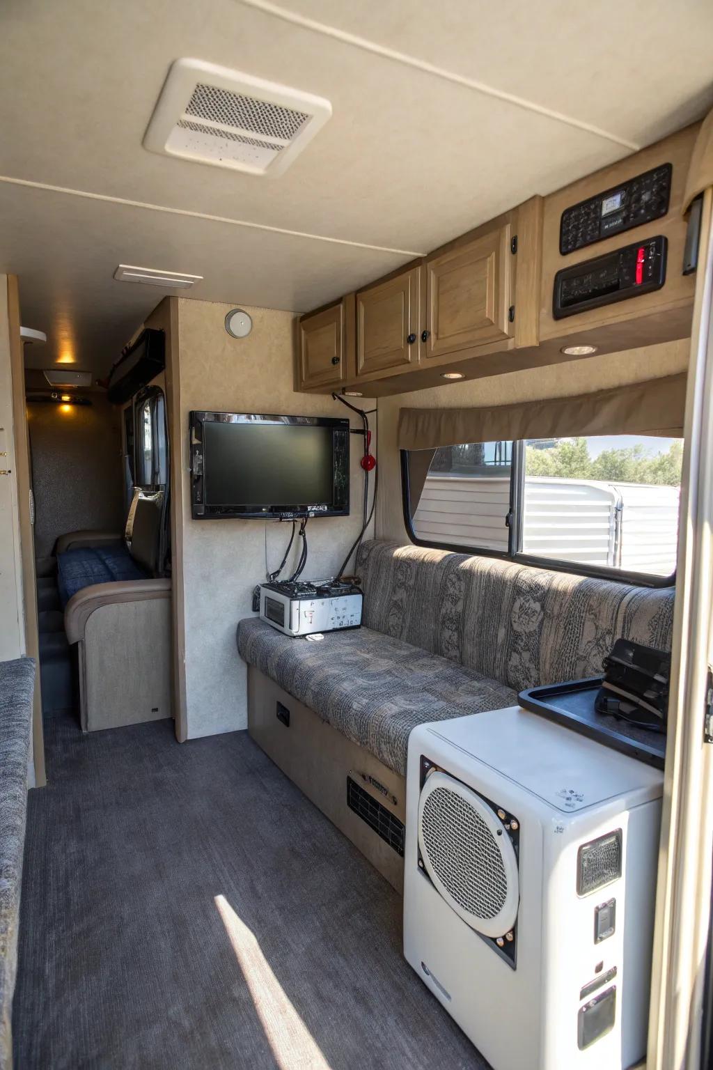 Modern conveniences bring comfort to trailer living.
