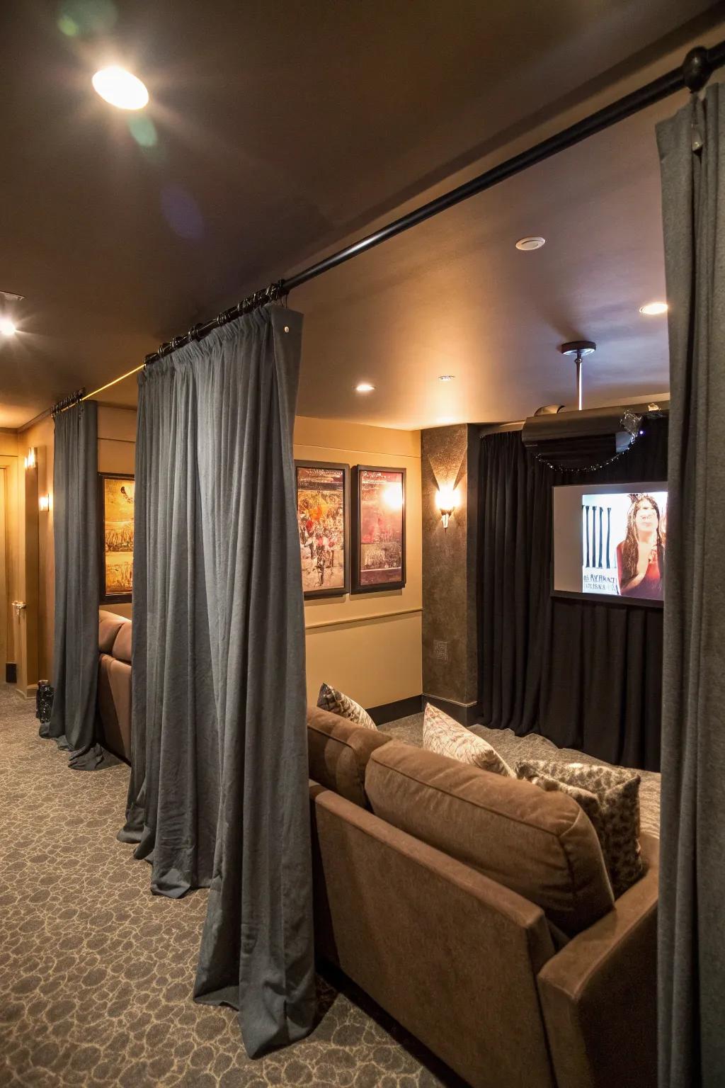 Using fashionable curtain dividers, create privacy.