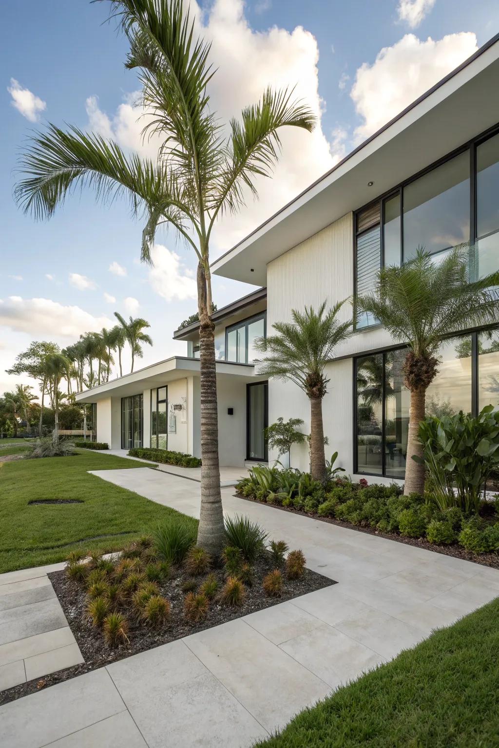 Modern and tropical vibes merge seamlessly with the right palm selection.
