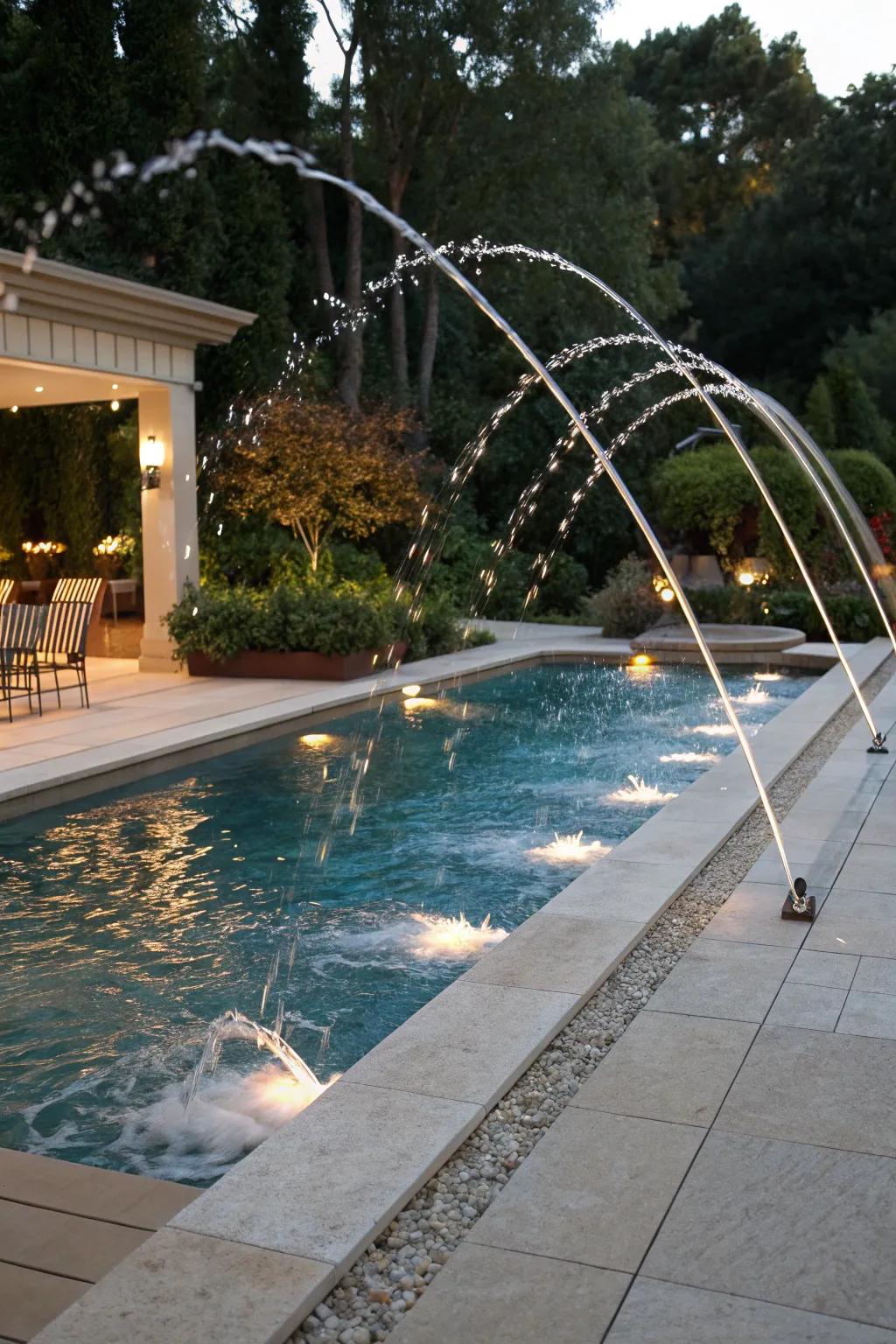 Deck jets contribute a fun yet stylish accent to any pool.