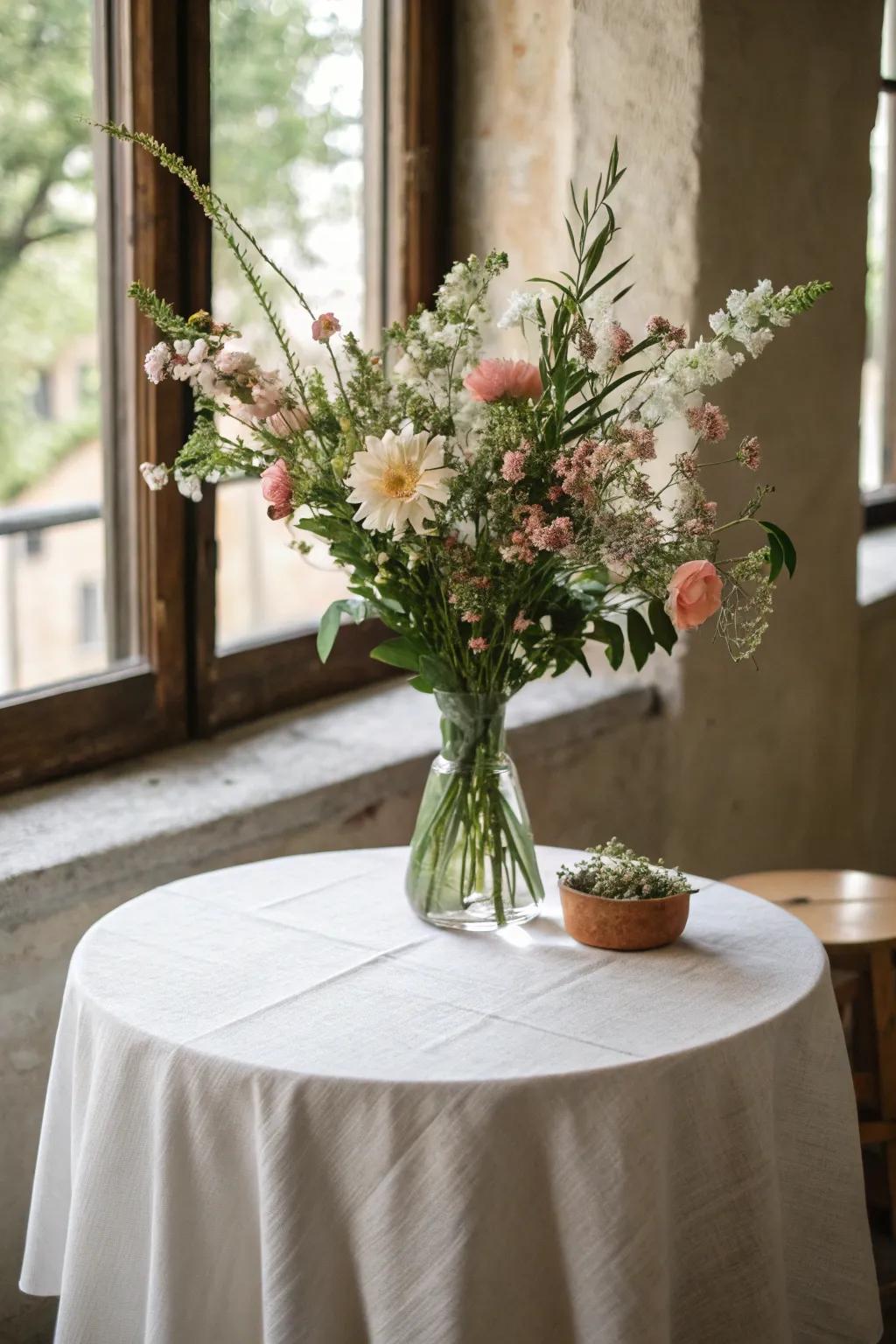 Simple tablescapes enhance the elegance of an area without dominating it.