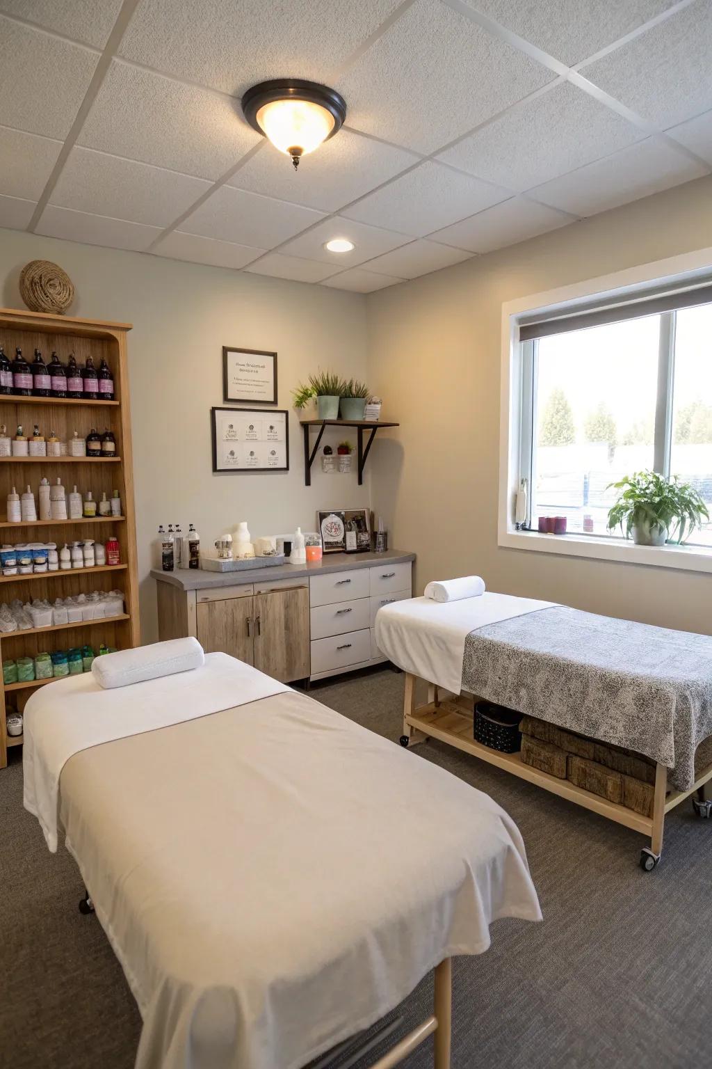 A functional layout ensures smooth movement and accessibility in the room.