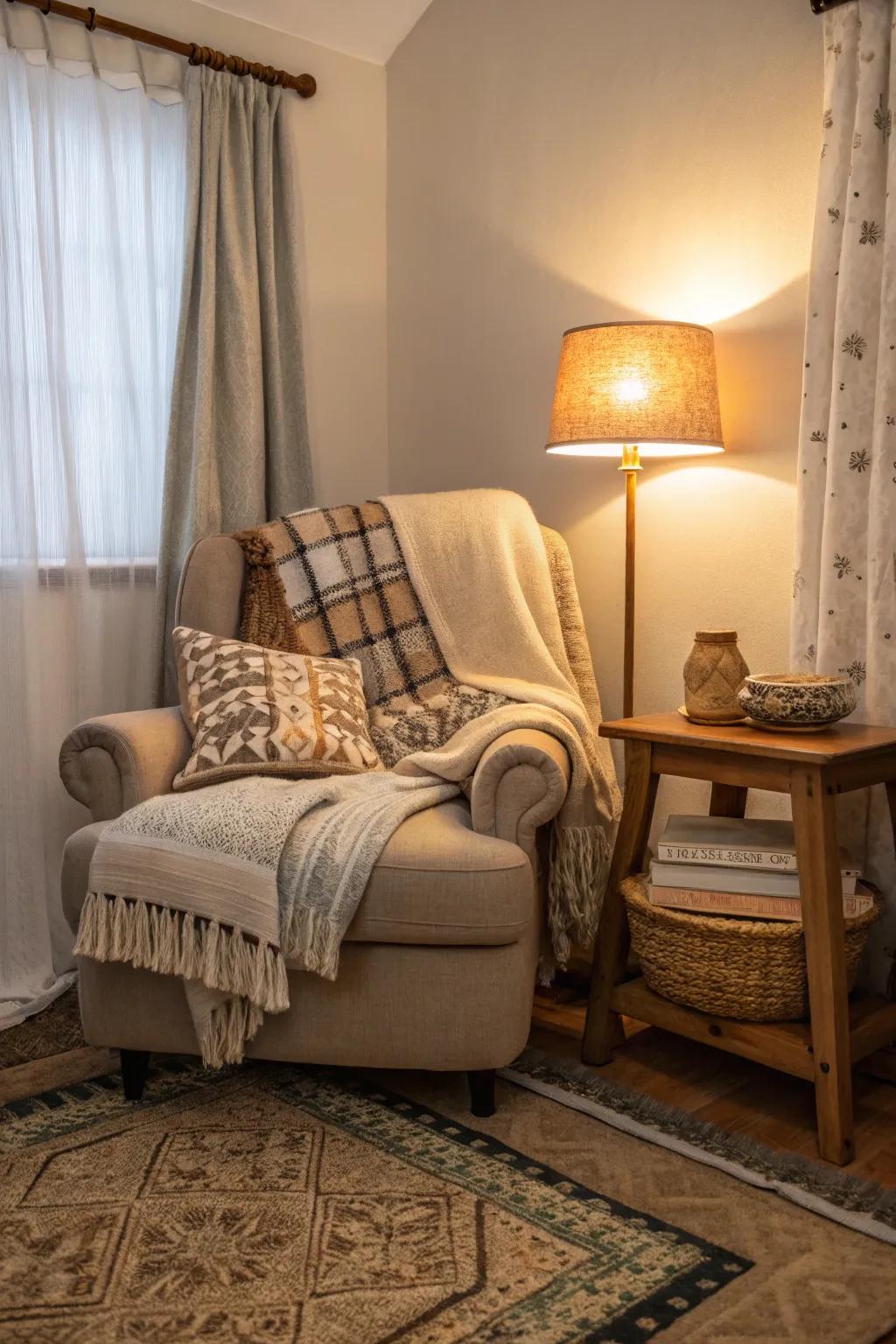 Fabrics introduce warmth and comfort to any small area.