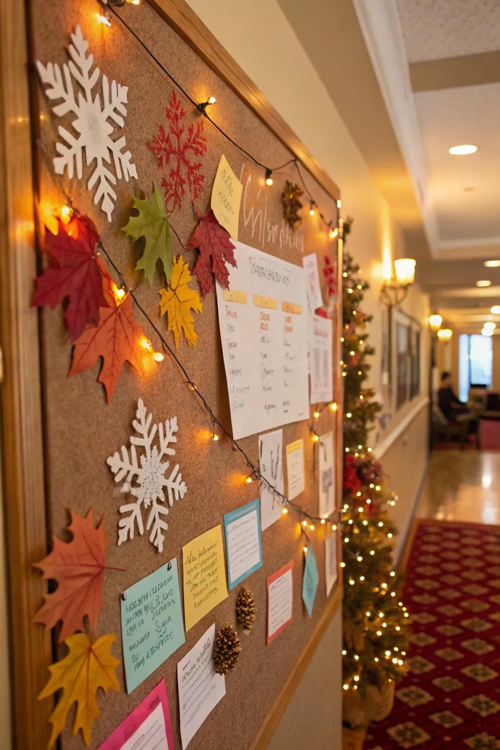 Seasonal embellishments ensure the board is adaptable and ever-changing.