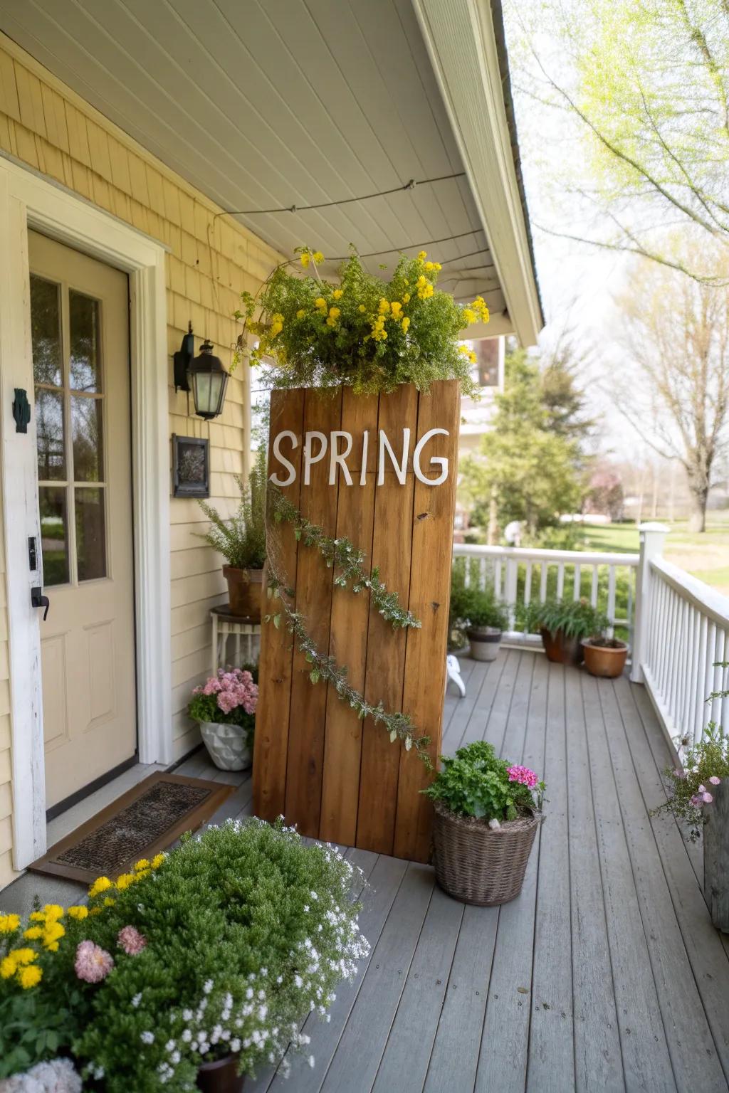A seasonal marker introduces a personalized and welcoming element to your porch.