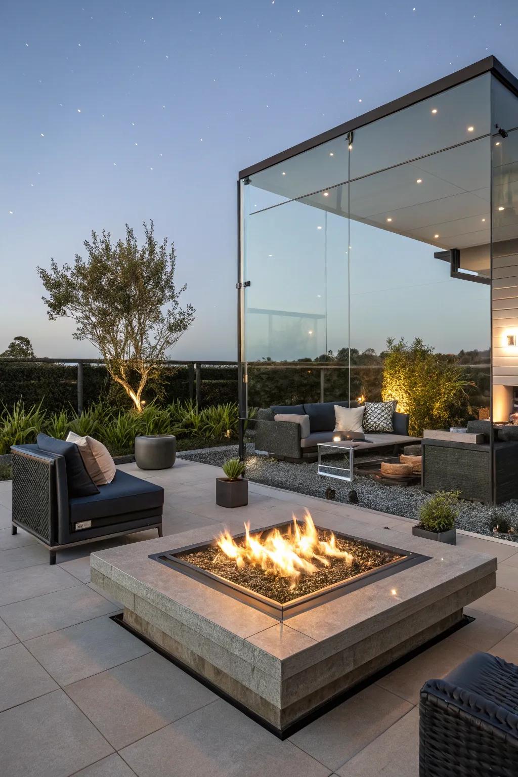Glass wind barriers add sophistication and practicality.