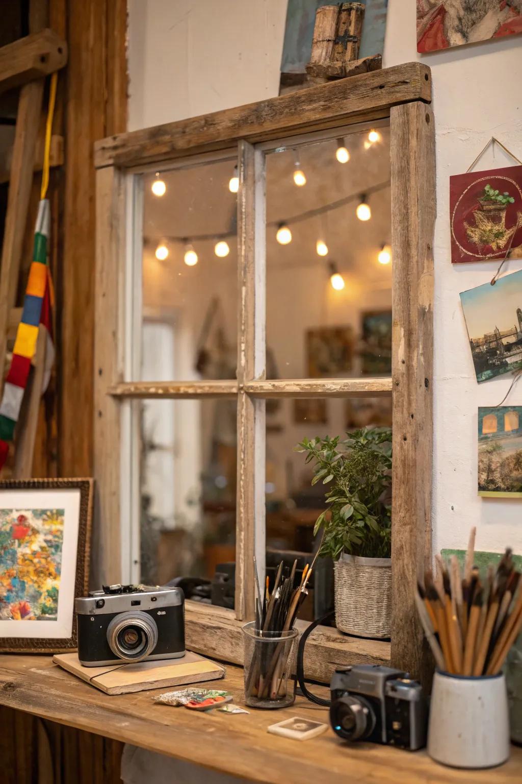 Rustic trim contributes charm and inspires creativity.