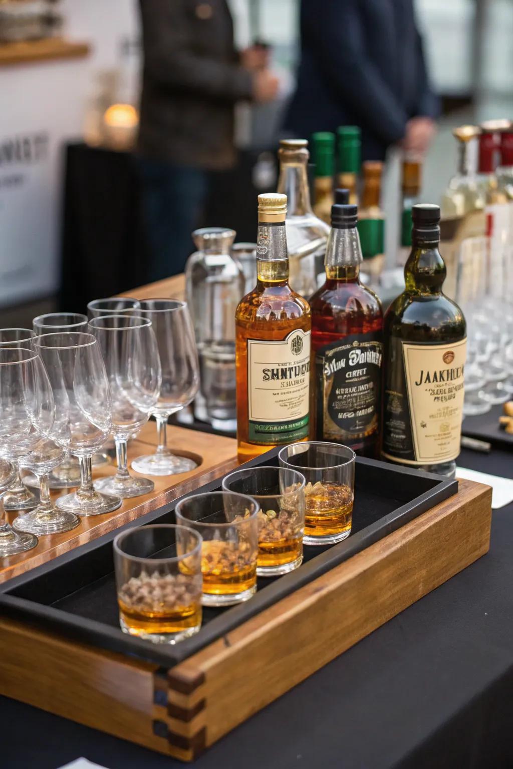 A whiskey sampling area invites visitors to savor the finest Irish spirits.