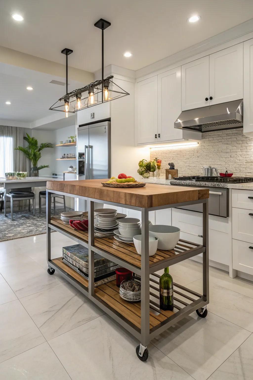 Introduce adaptability and extra storage to your kitchen with a mobile island.