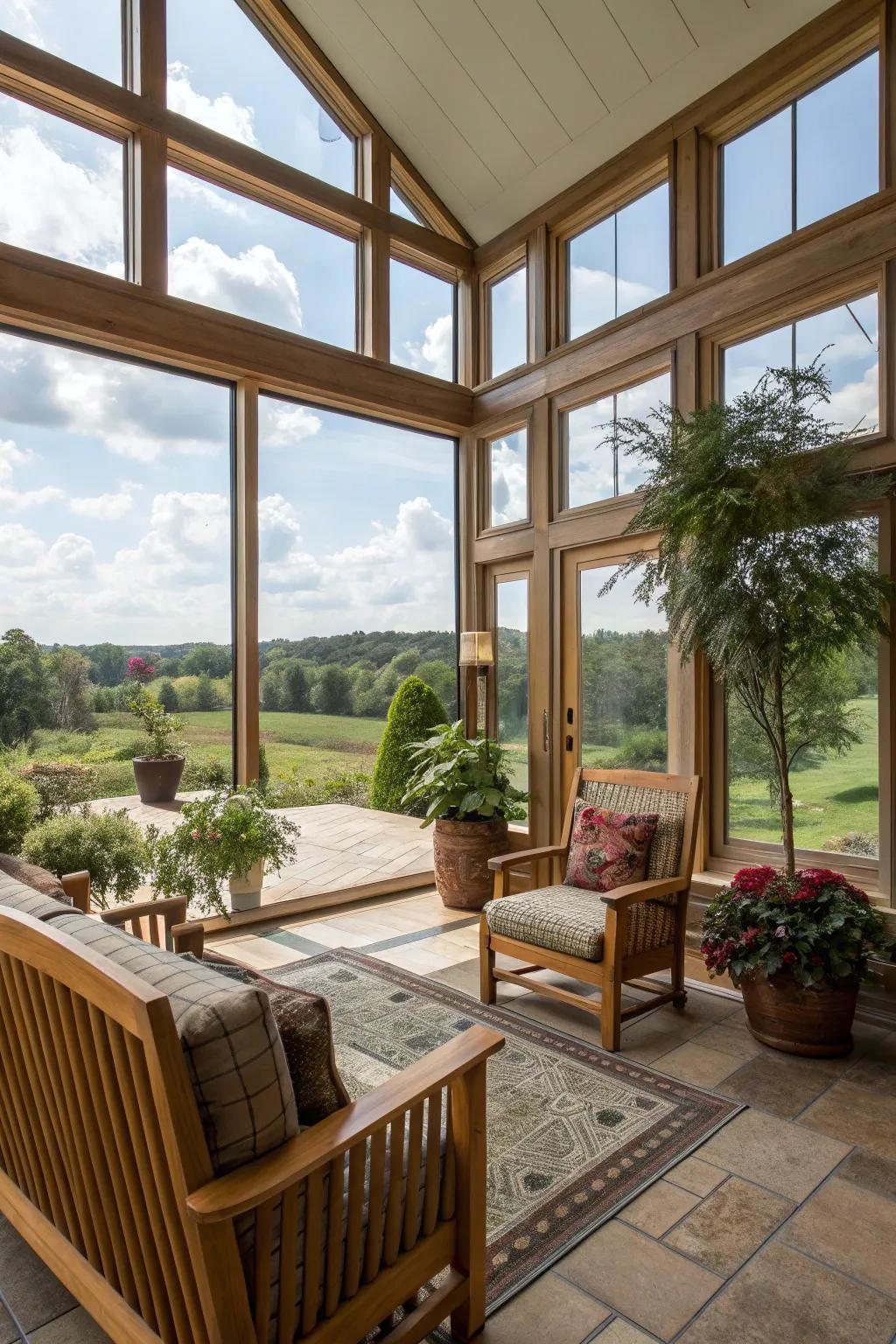 Scenic windows highlight the outdoors like an artwork.