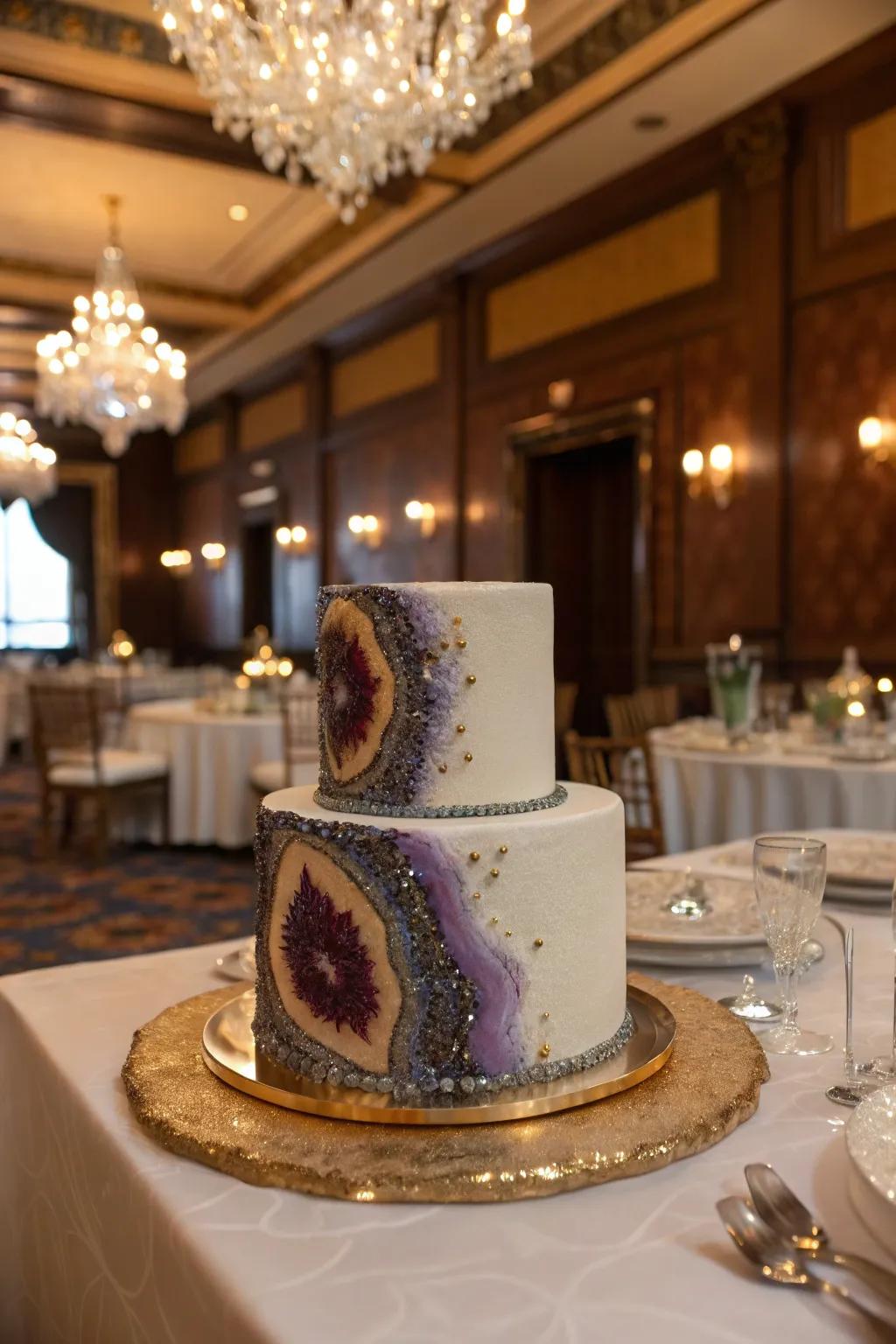 A geode glamour cake that dazzles with its unique sparkle.