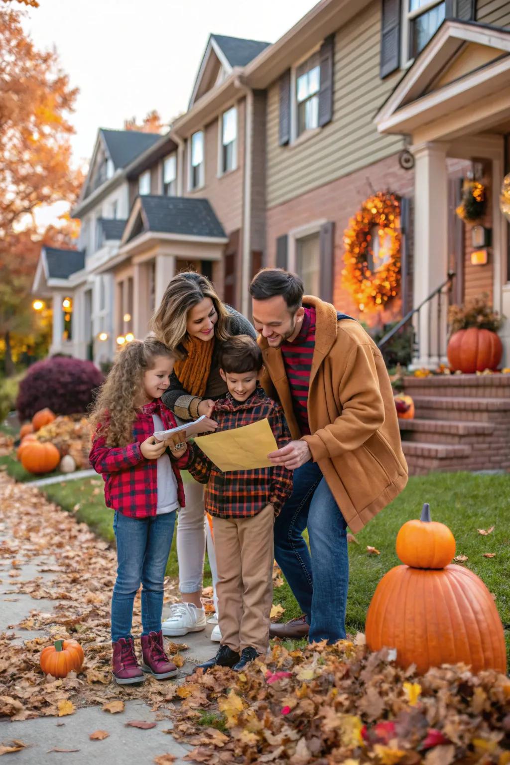 Family members on a thrilling Thanksgiving quest in the vicinity.