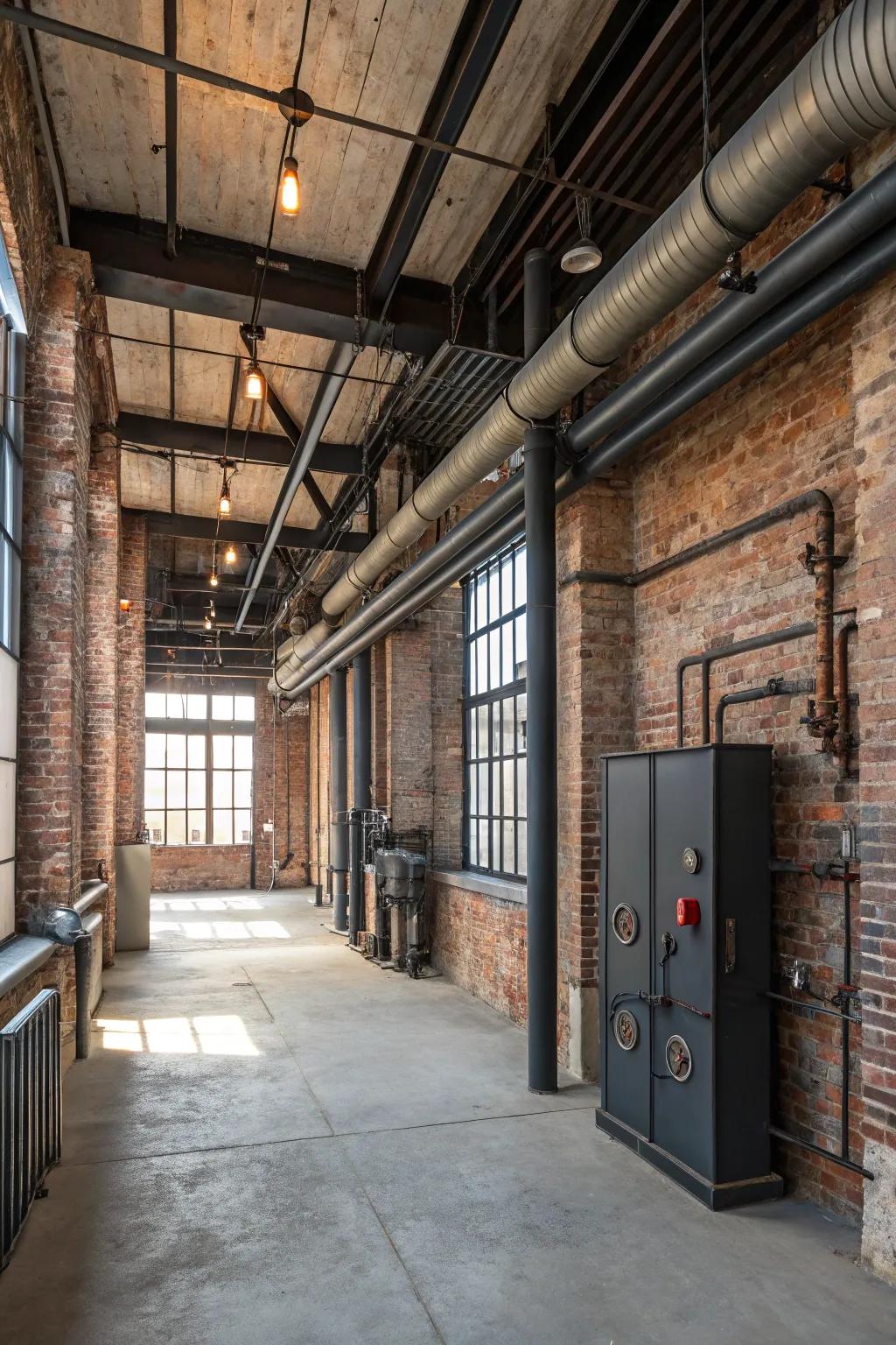 Industrial style room with exposed materials and a cool vibe.