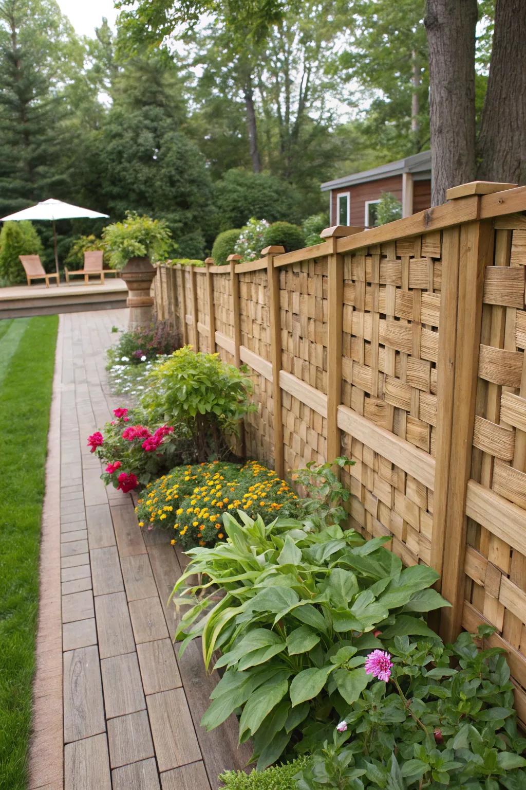 Woven fences add texture and creativity.