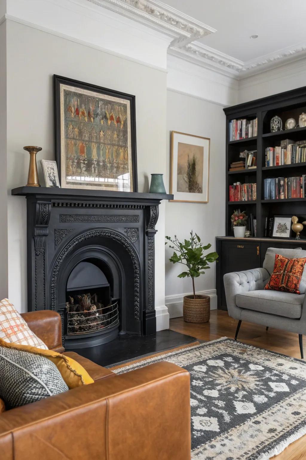 A matte black fire surround bridges styles.