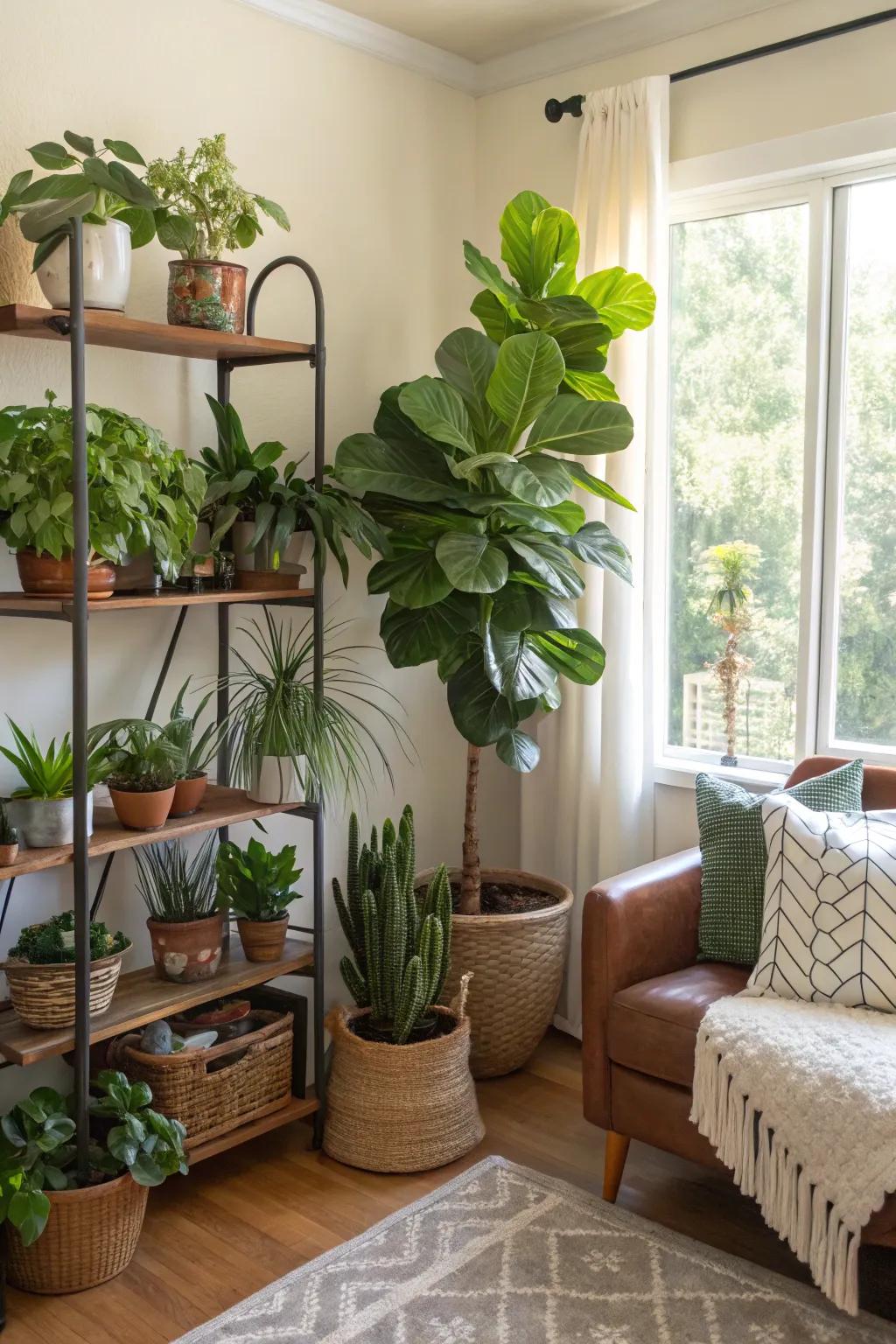 Lush greenery breathing life into the living space.