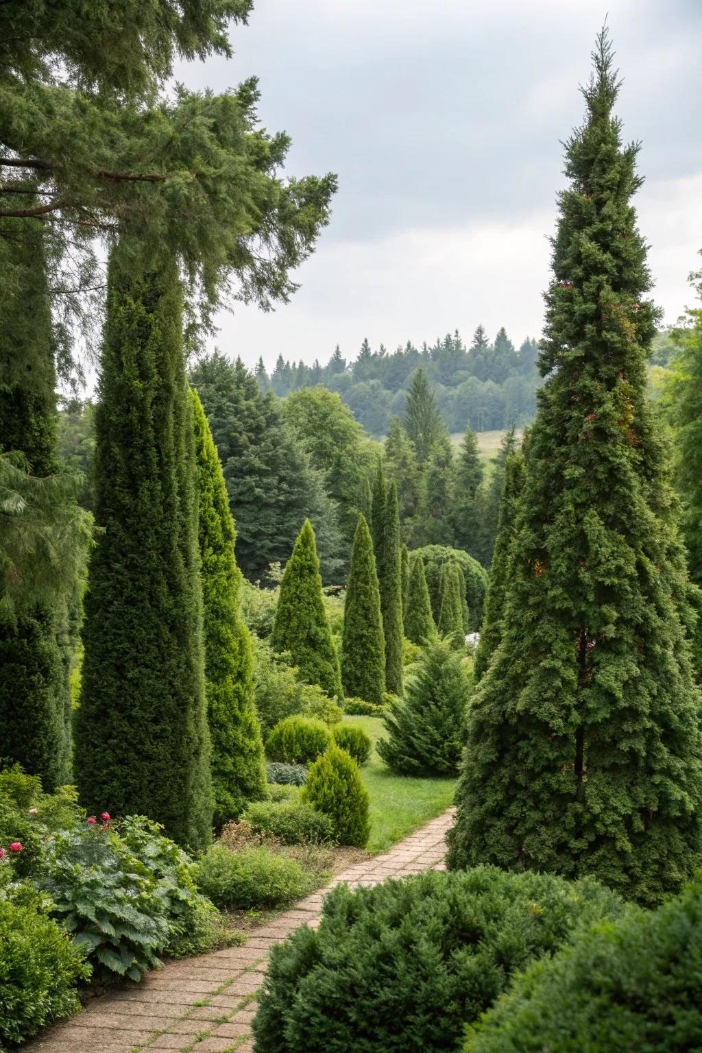 Ensure privacy with dense evergreen screens.