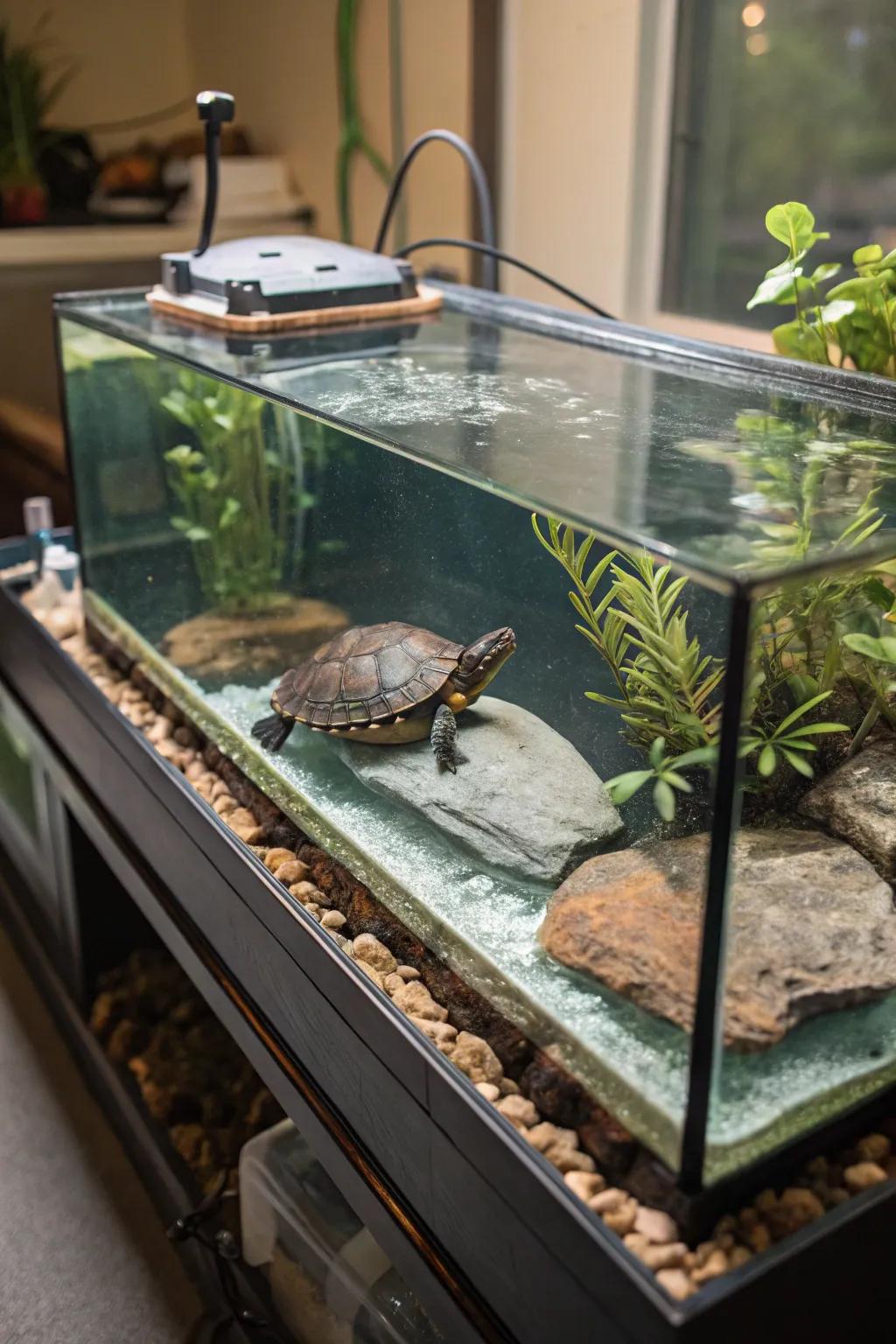 Buoyant basking spots offer physical activity and leisure for your turtle.
