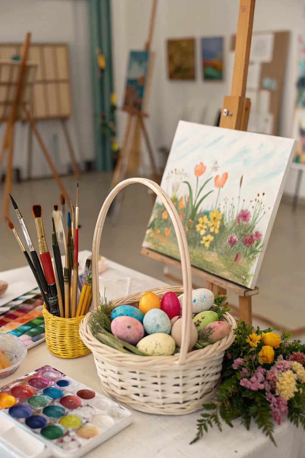 An artistic mixing board basket for the creative spirit.