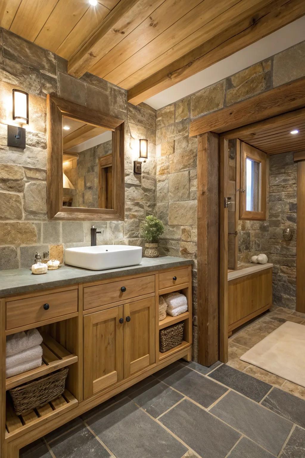 Earth tones give warmth and depth to any bathroom.