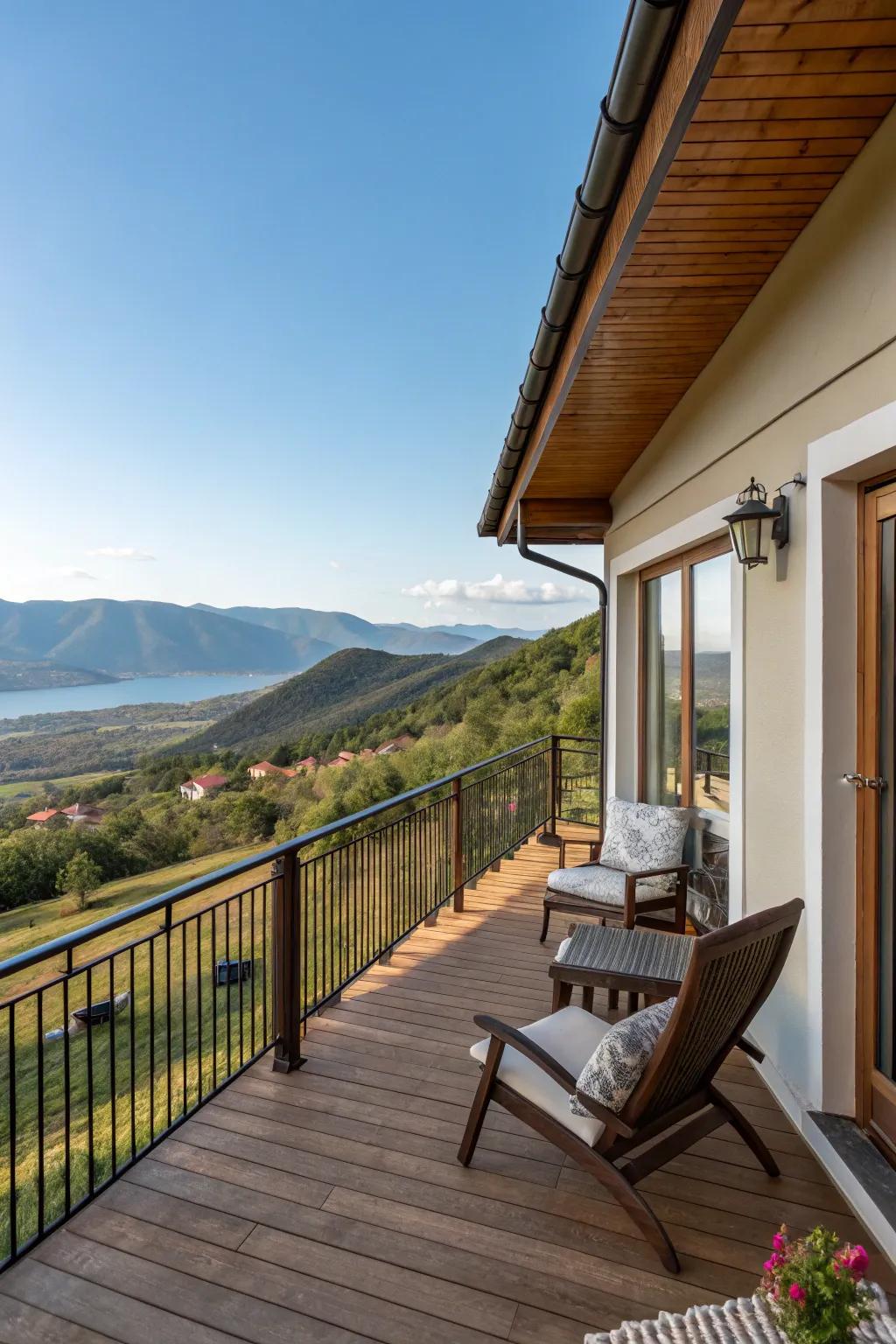 Broad windows and balconies offer incredible panoramas.